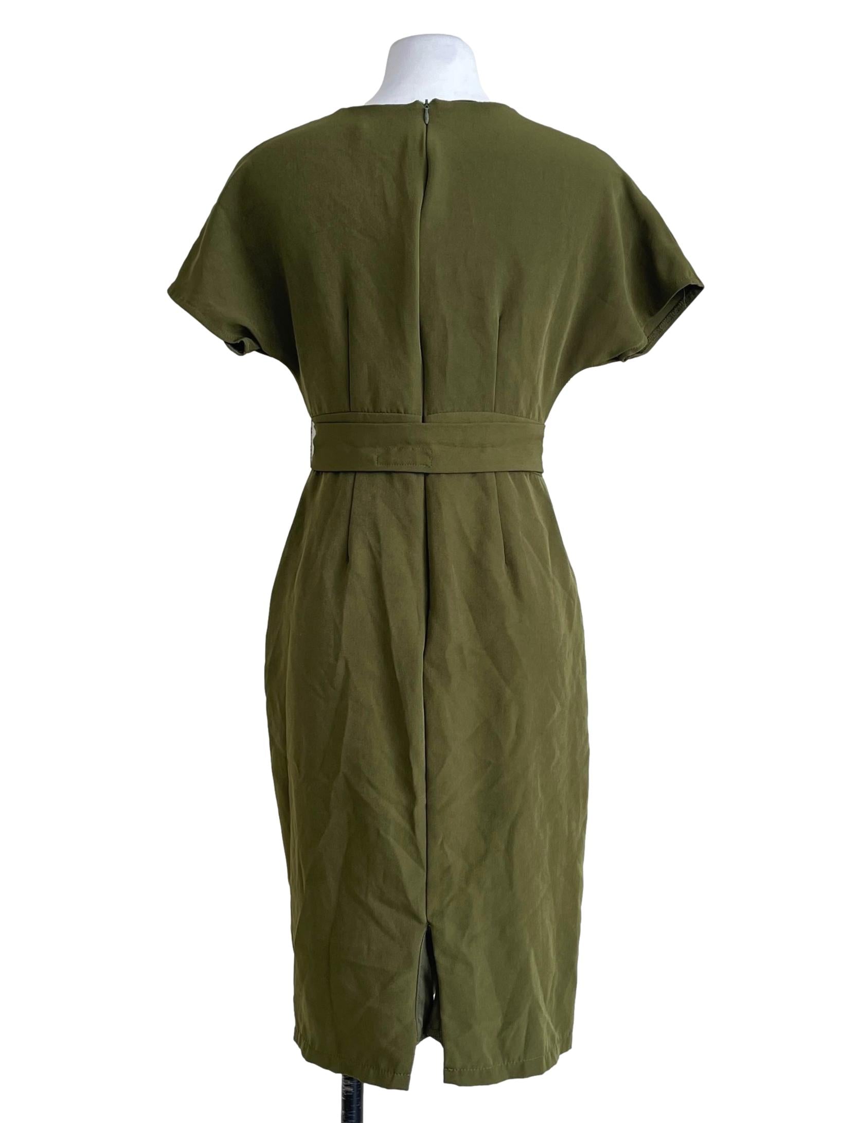 Olive Green Halter A-Line Dress
