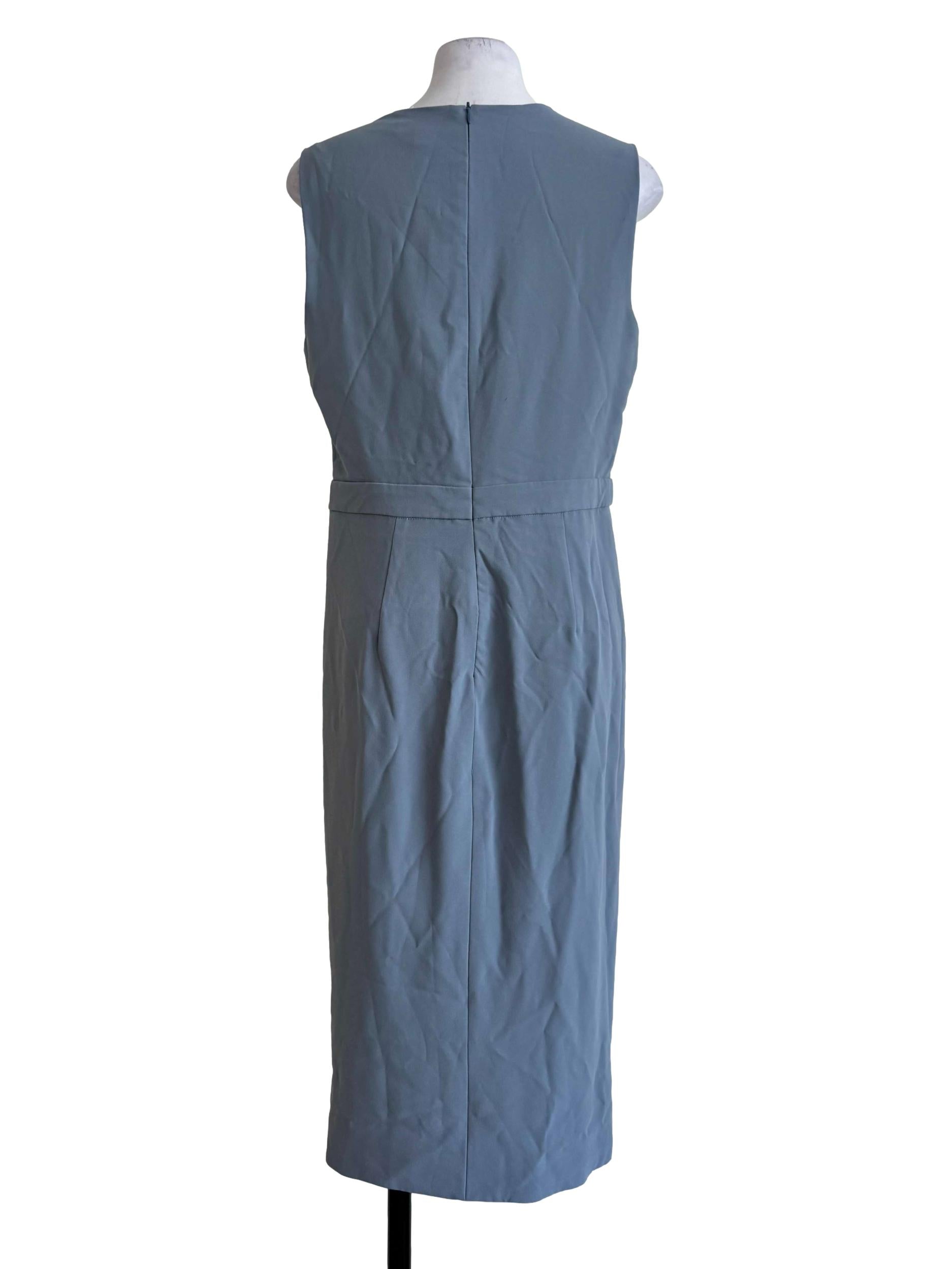 Ashy Blue Deep V Neck Empire Dress