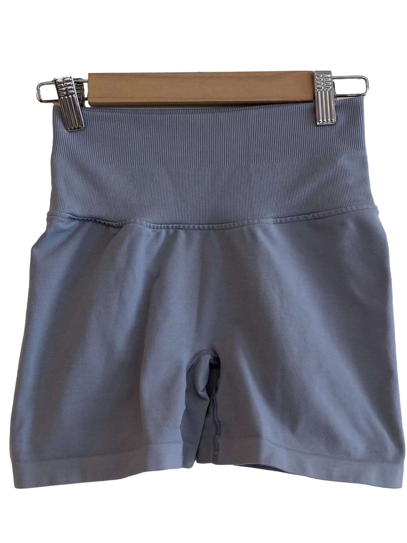 Blue Seamless High Waist Shorts