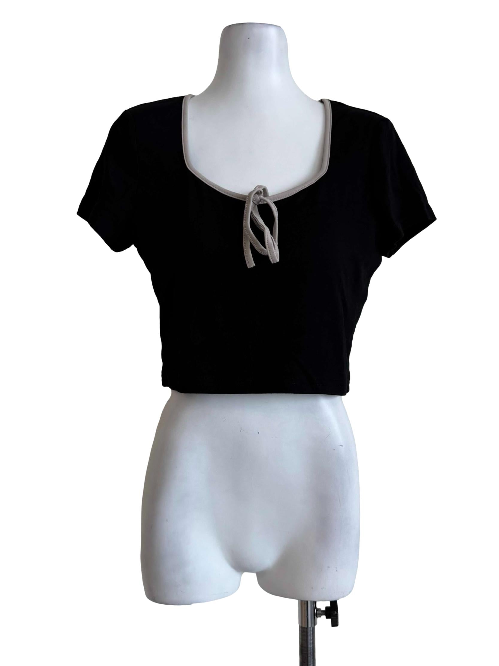 Muted Black Padded Short Sleeve Top