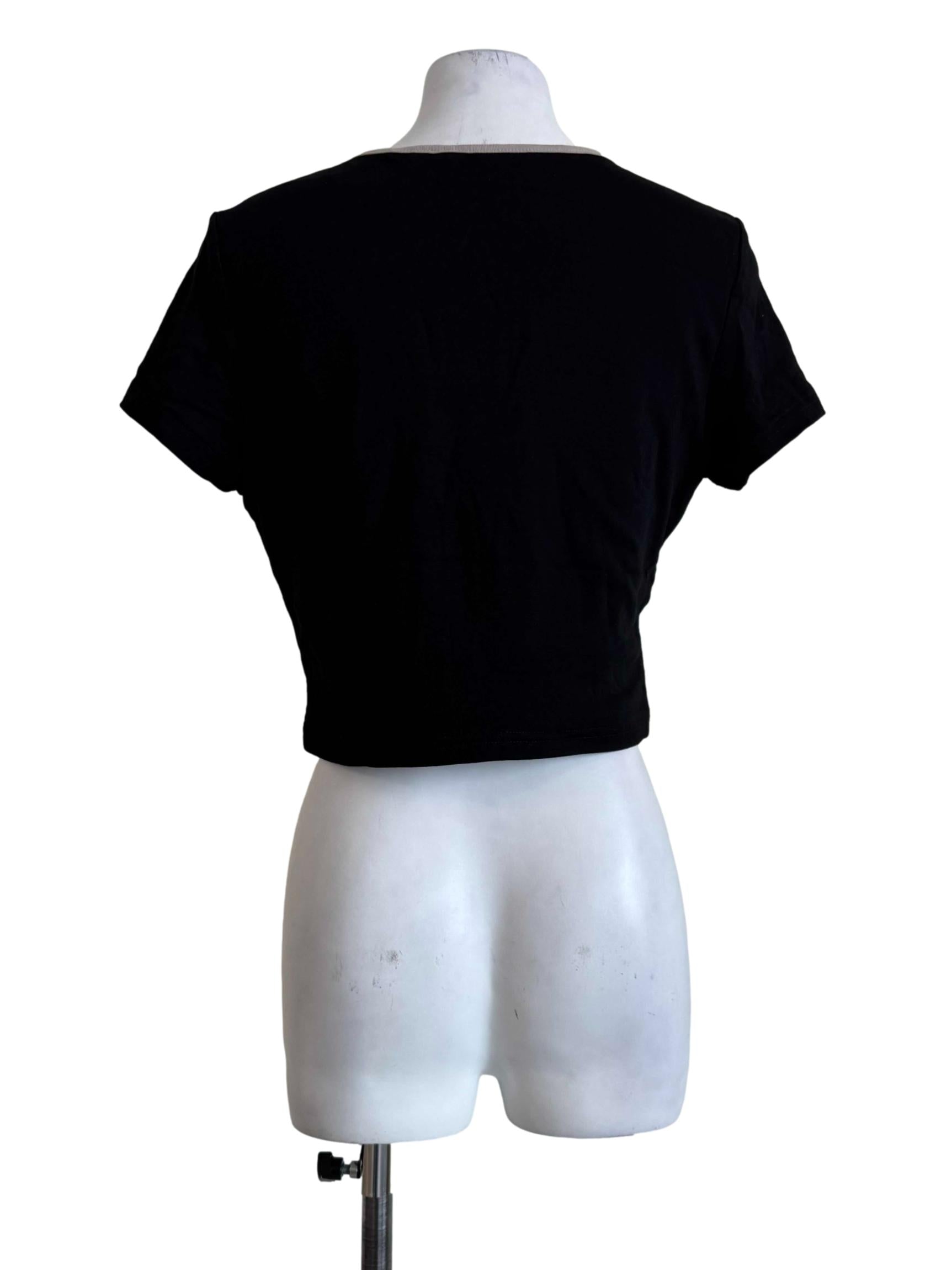 Muted Black Padded Short Sleeve Top