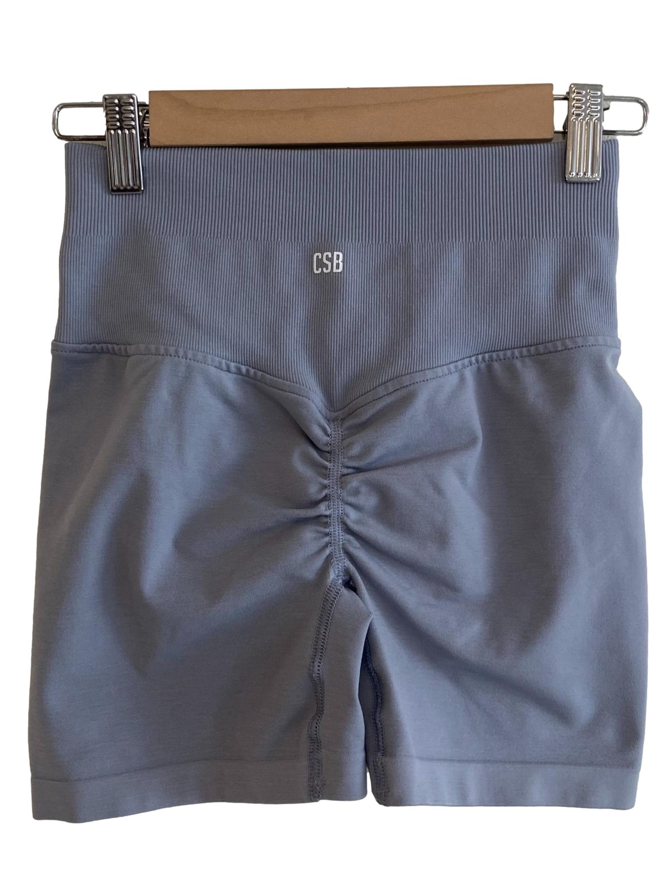 Blue Seamless High Waist Shorts