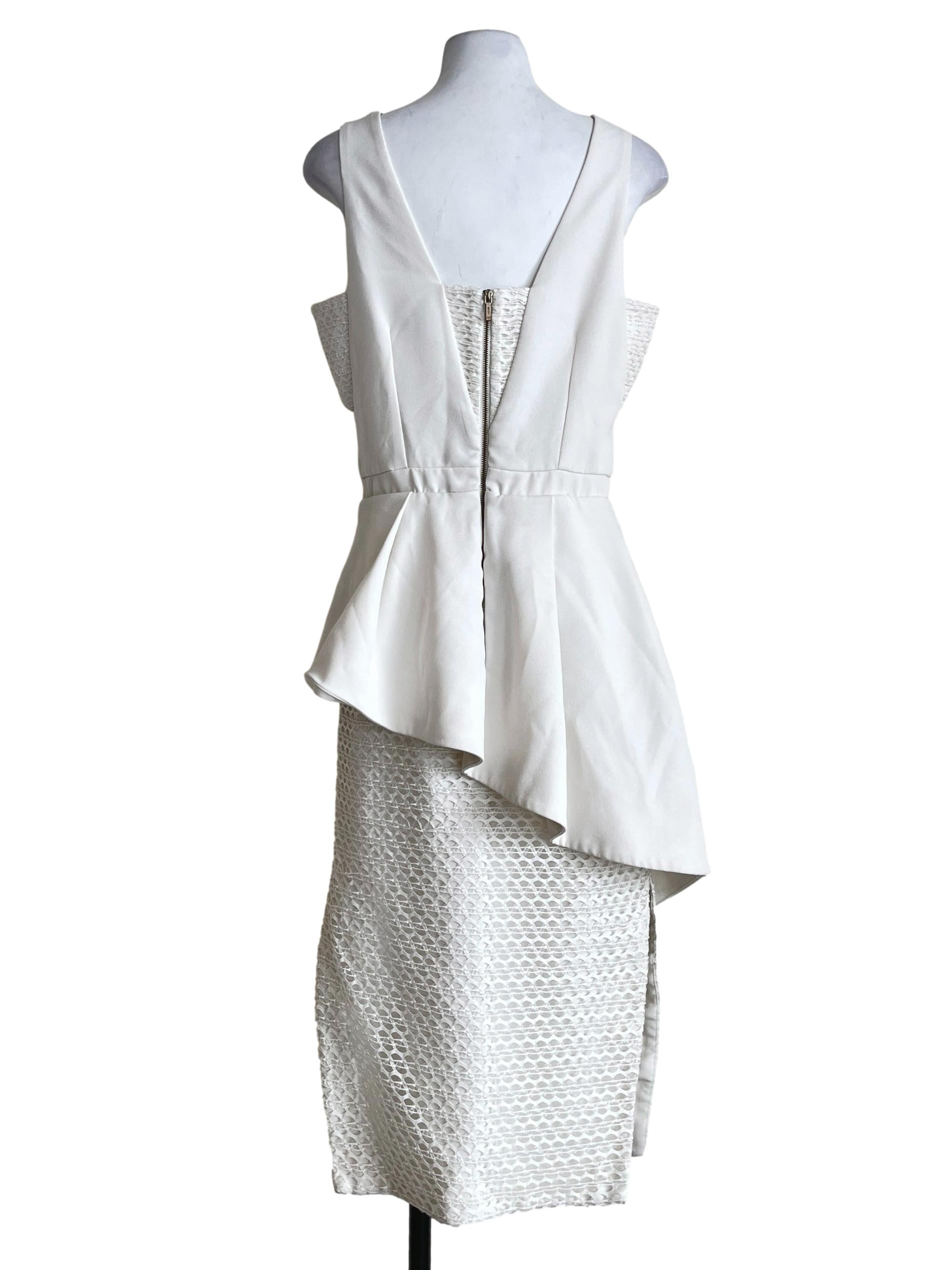 Cotton White Peplum Sleeveless A-Line Dress