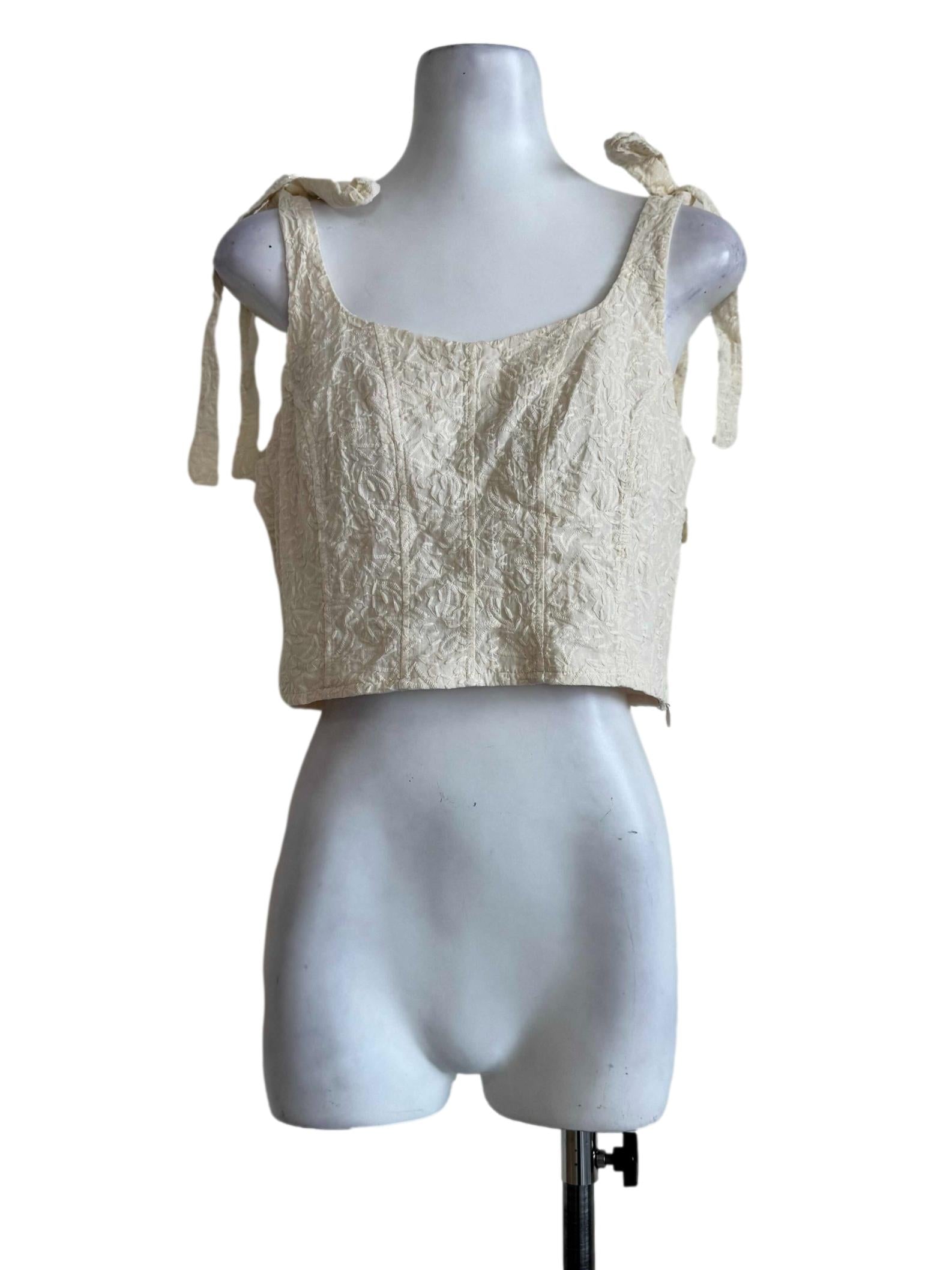 Soft Peach Heavy Embroidery Crop Top