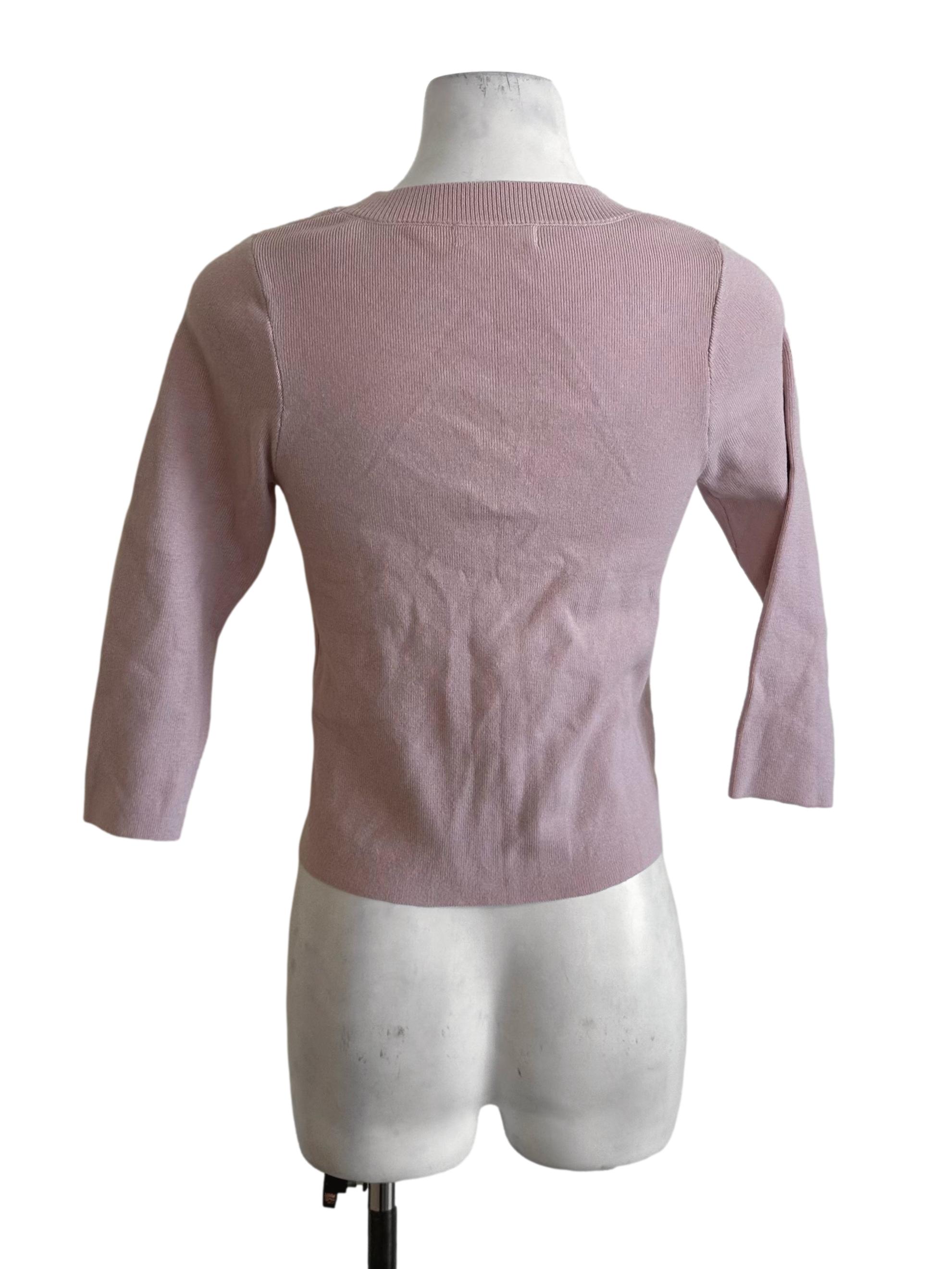 Dusty Pink Scoop Neck Knit Top TWL