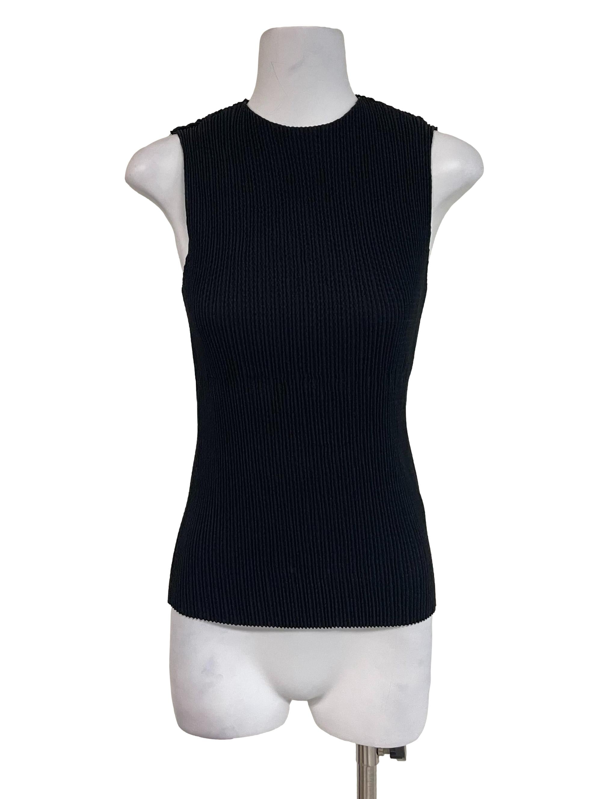 Black Crinkle Sleeveless Top OSN