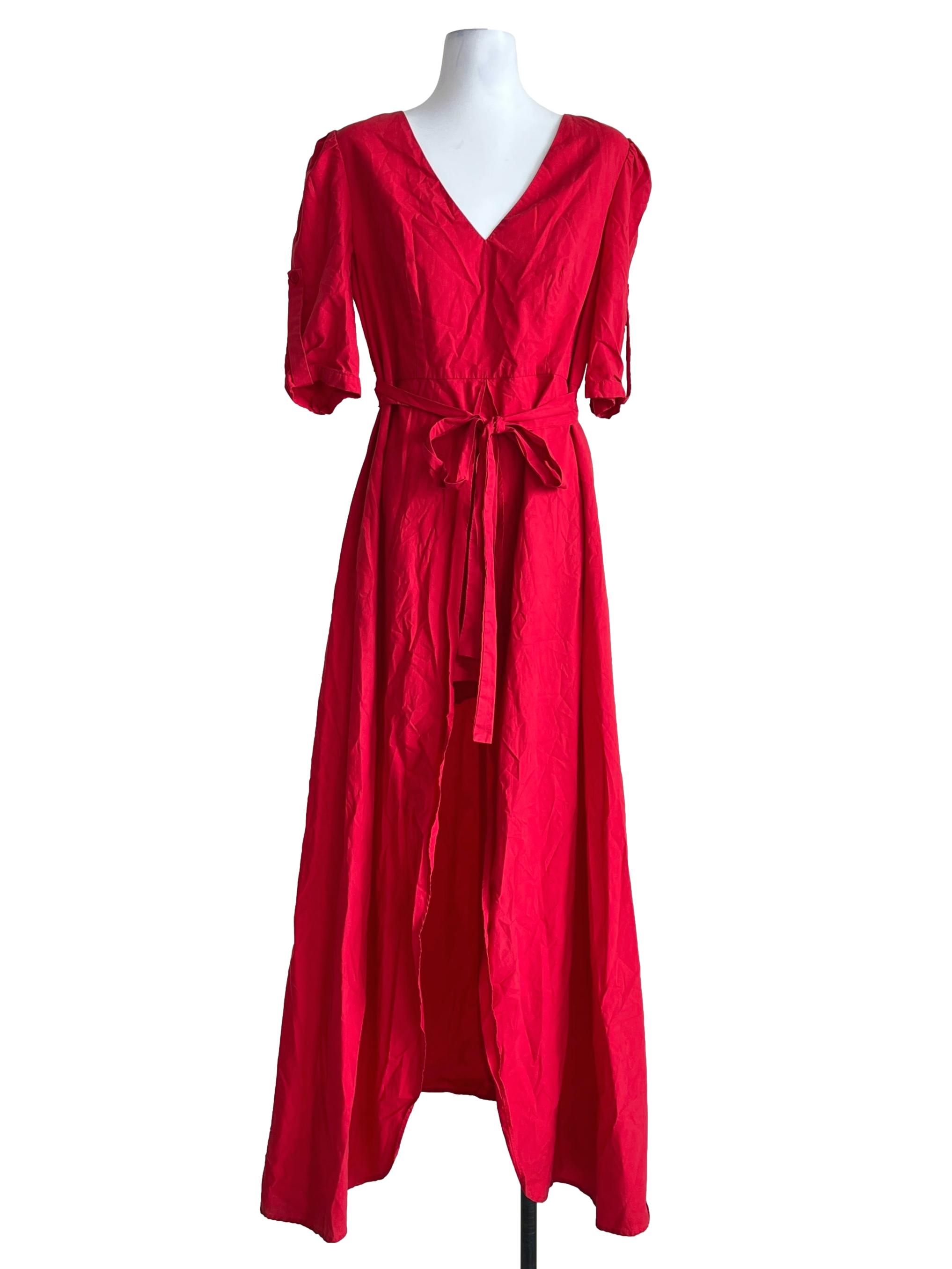Chilli Red V-Neck Wrap Dress