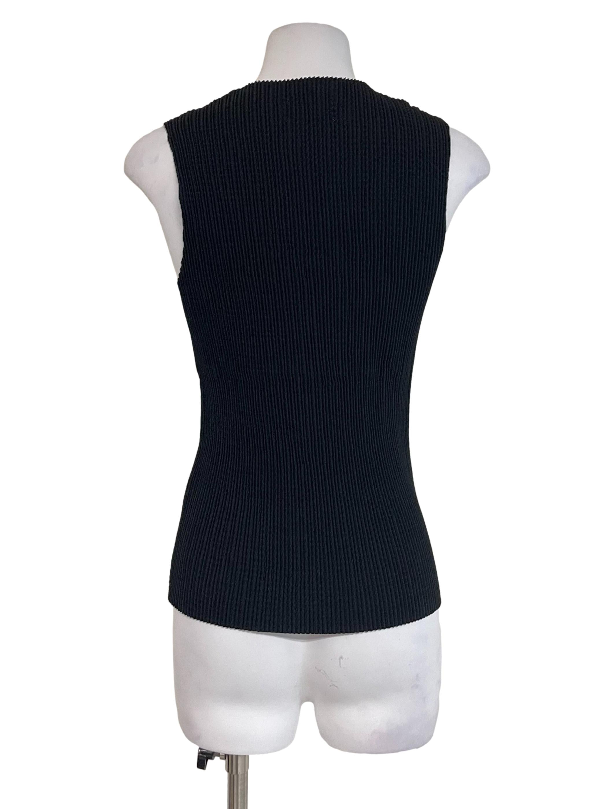 Black Crinkle Sleeveless Top OSN
