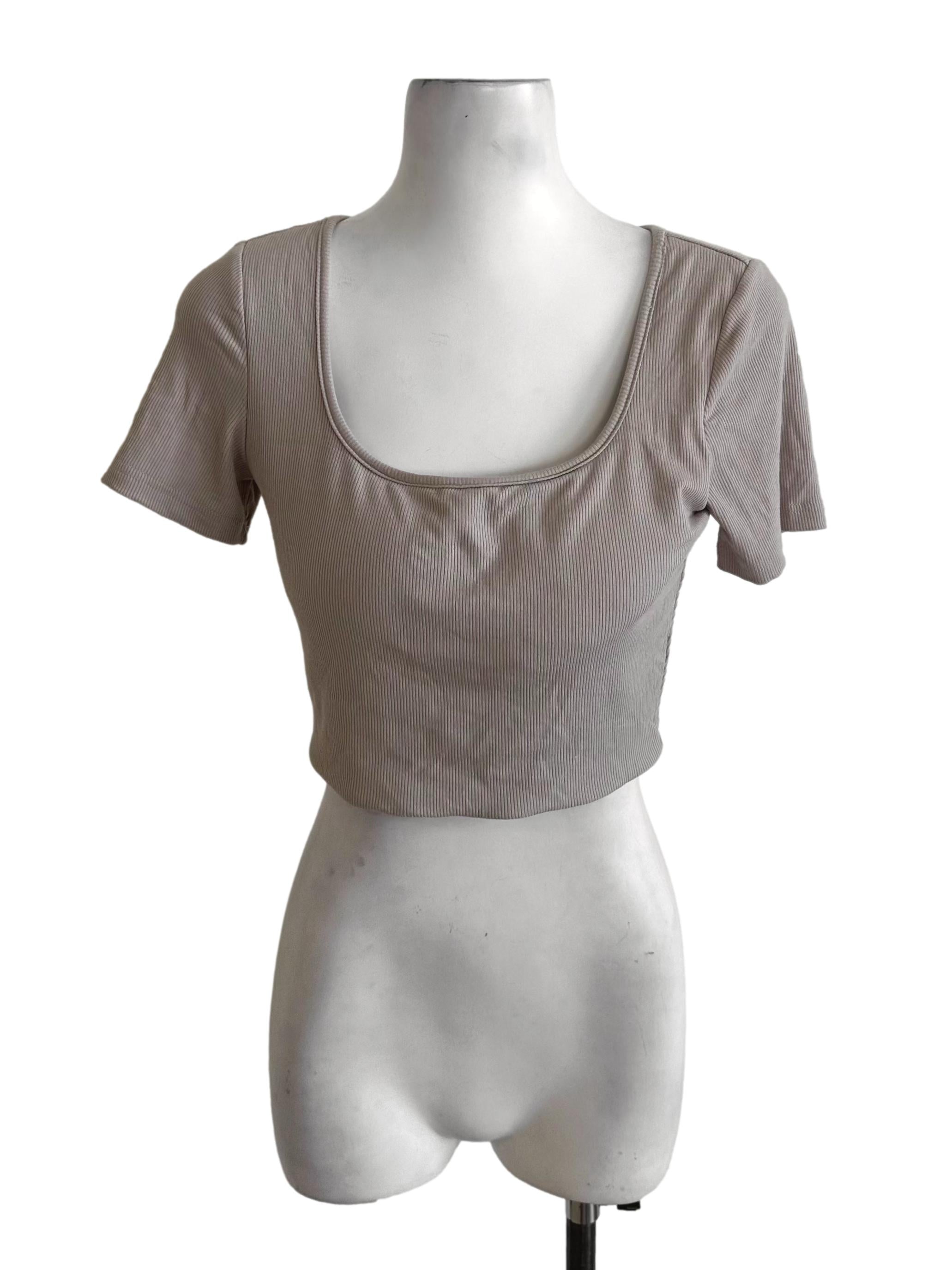 Latte Beige Scoop Neck Knit Top