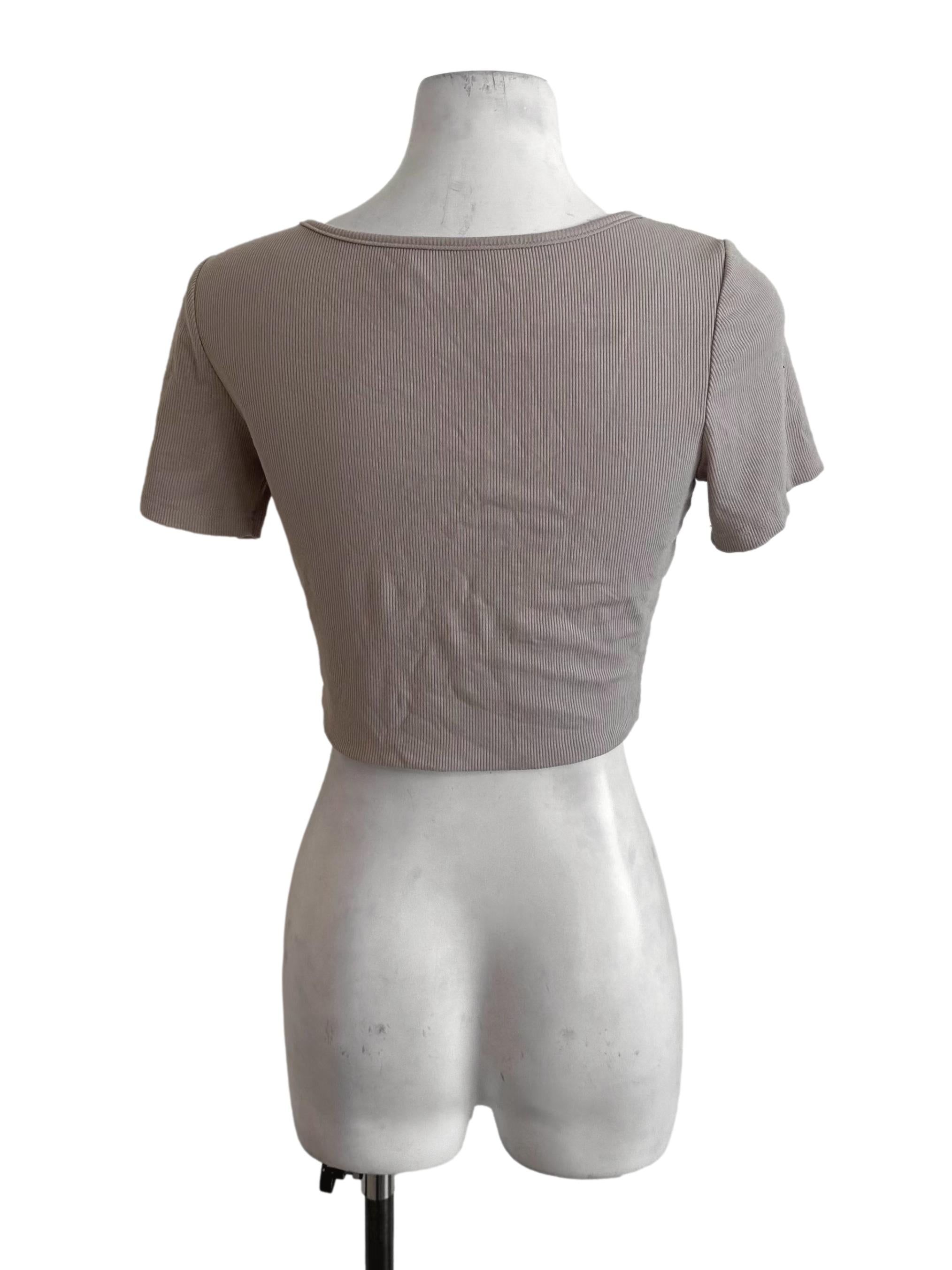 Latte Beige Scoop Neck Knit Top