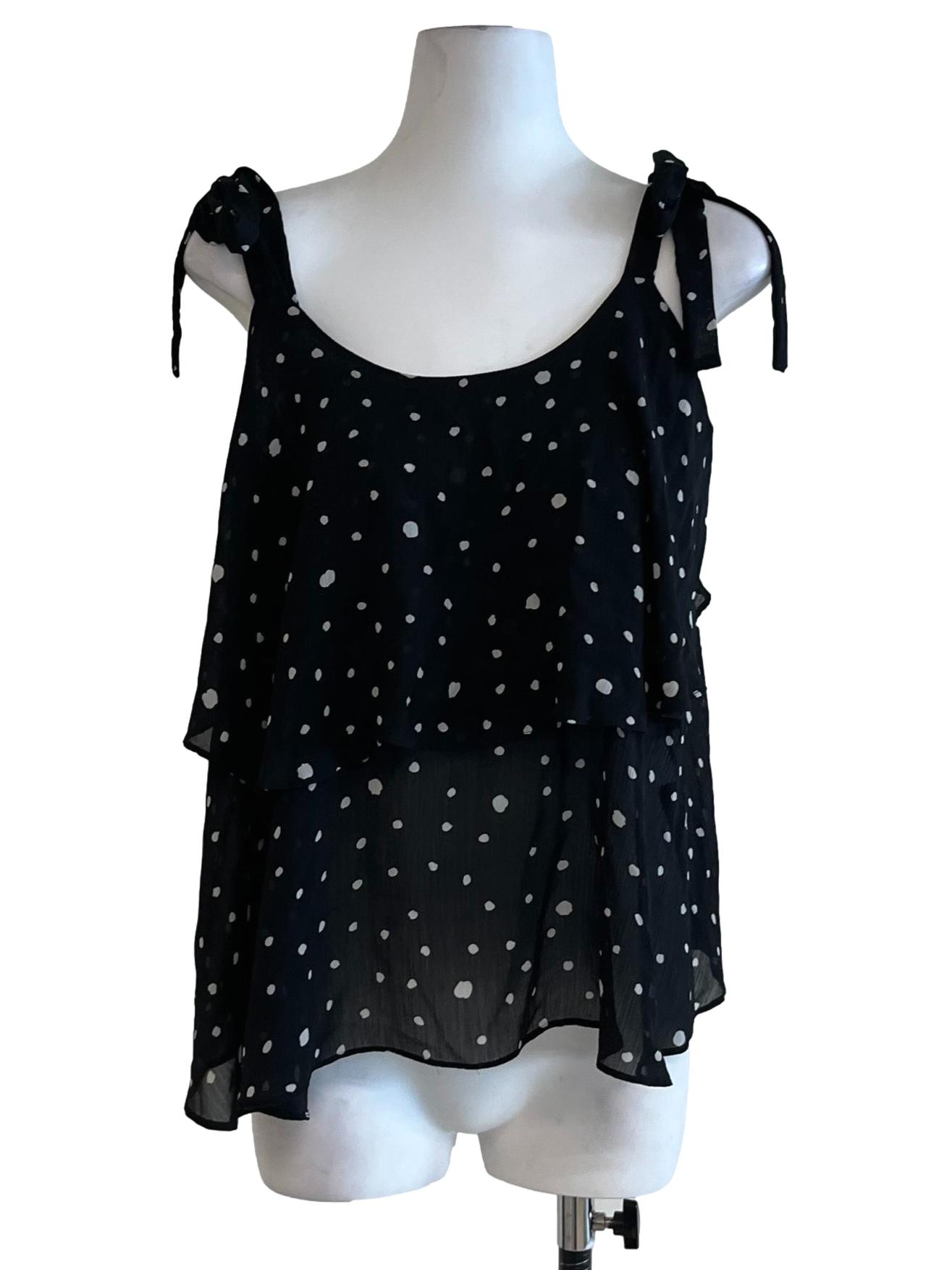 Black Polka Dot Sleeveless Top