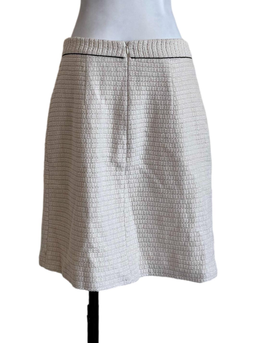 Oat Beige Front Button Tweed Skirt
