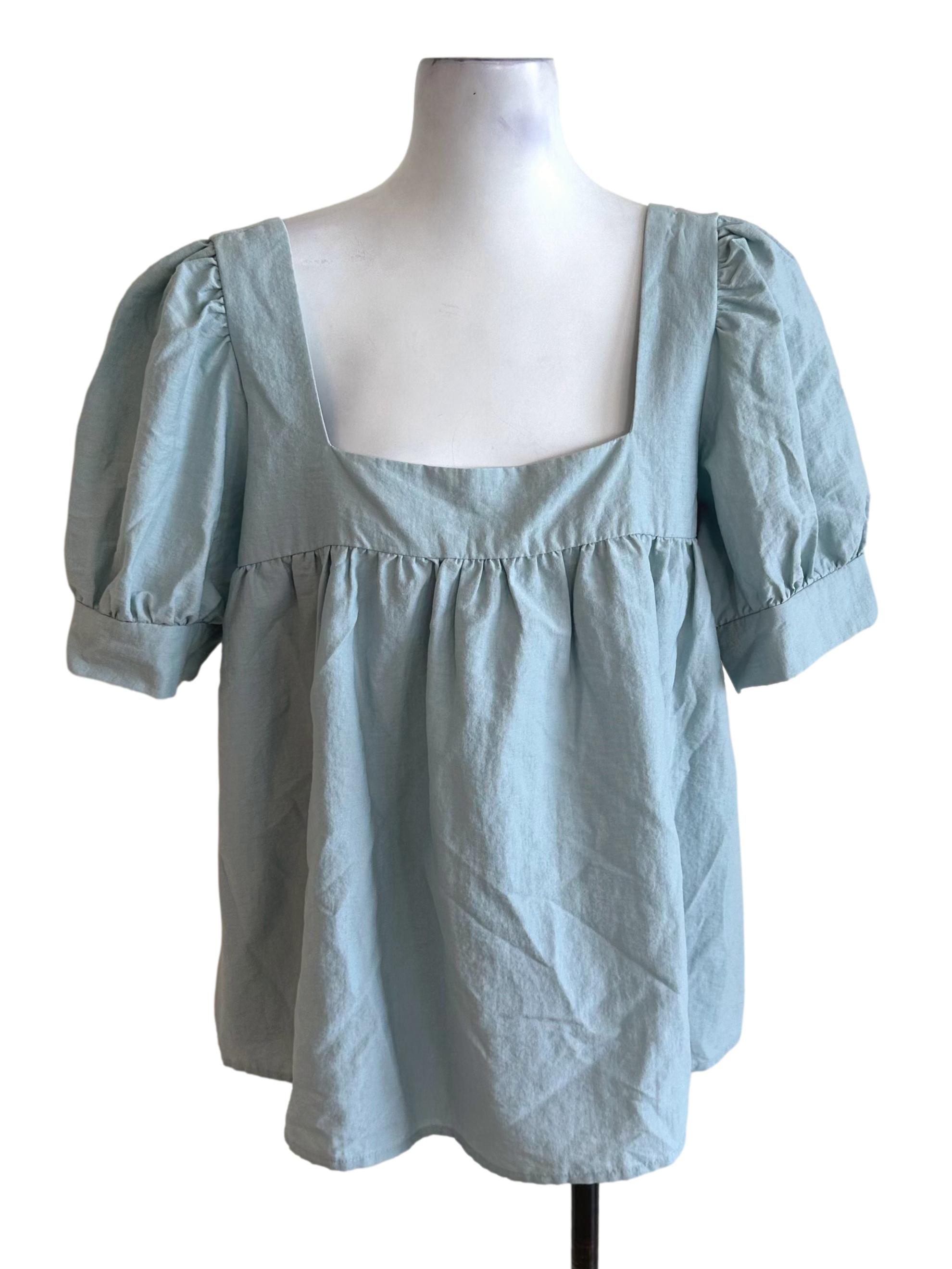 Baby Blue Square Neck Babydoll Top LB