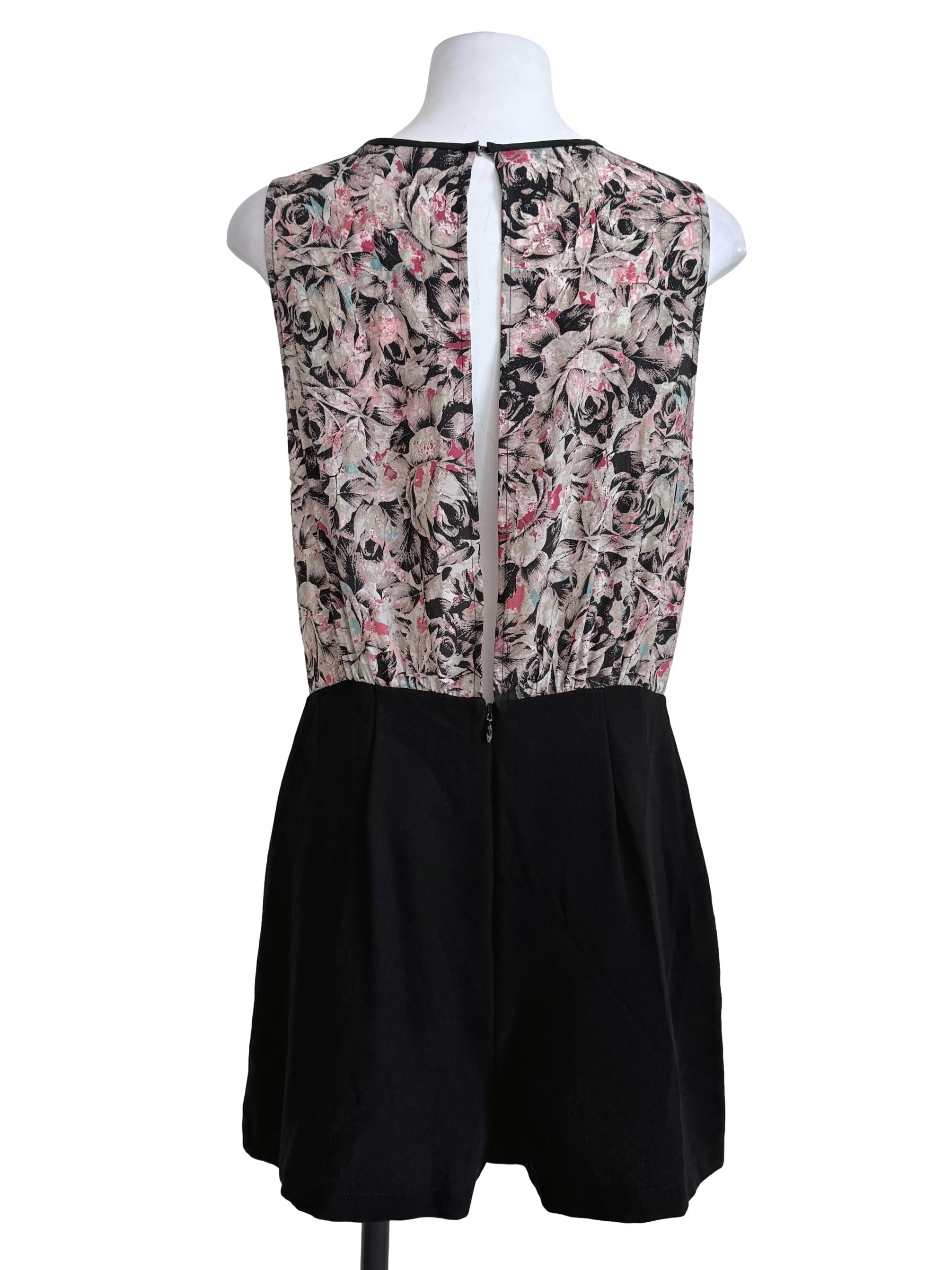 Black Flower Printed Romper
