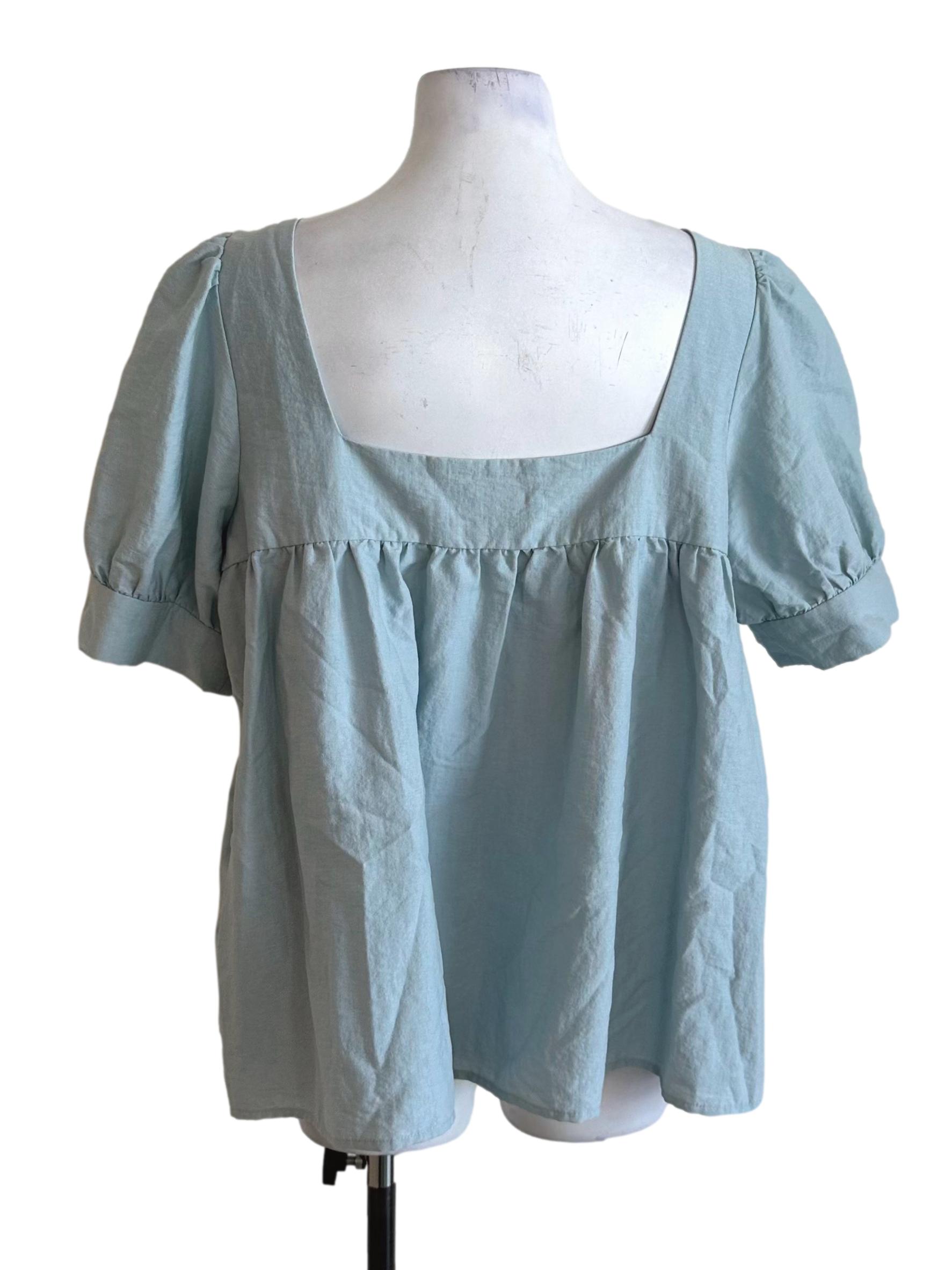 Baby Blue Square Neck Babydoll Top LB
