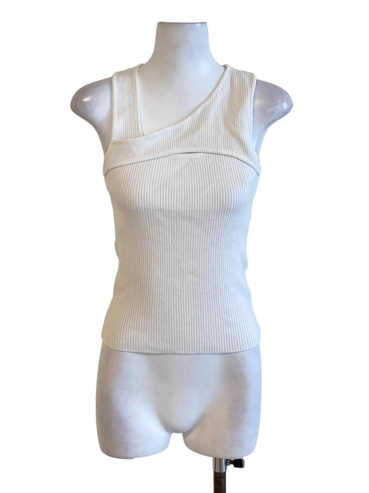 Soft White Knitted Asymmetrical Tank Top