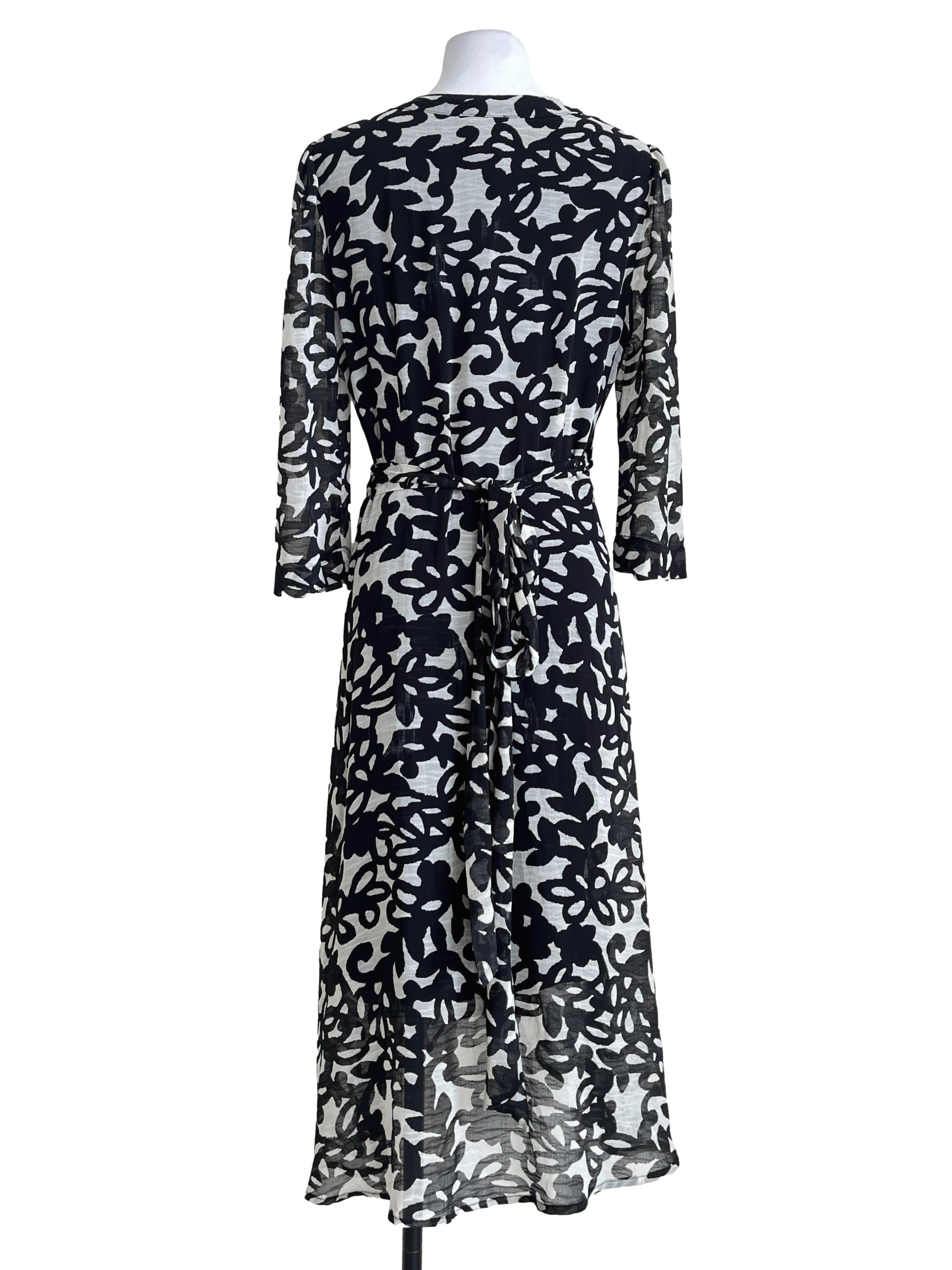 Ink Black Long Sleeve Wrap Dress