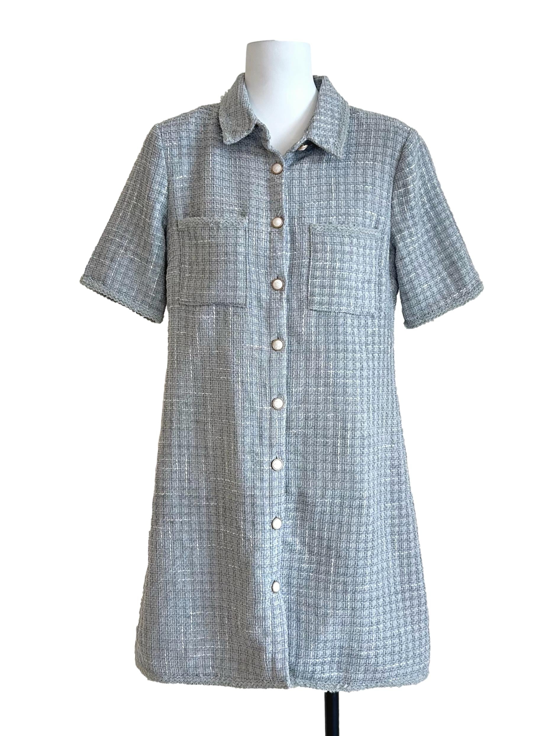 Silver Grey Tweed Shirt Dress LB