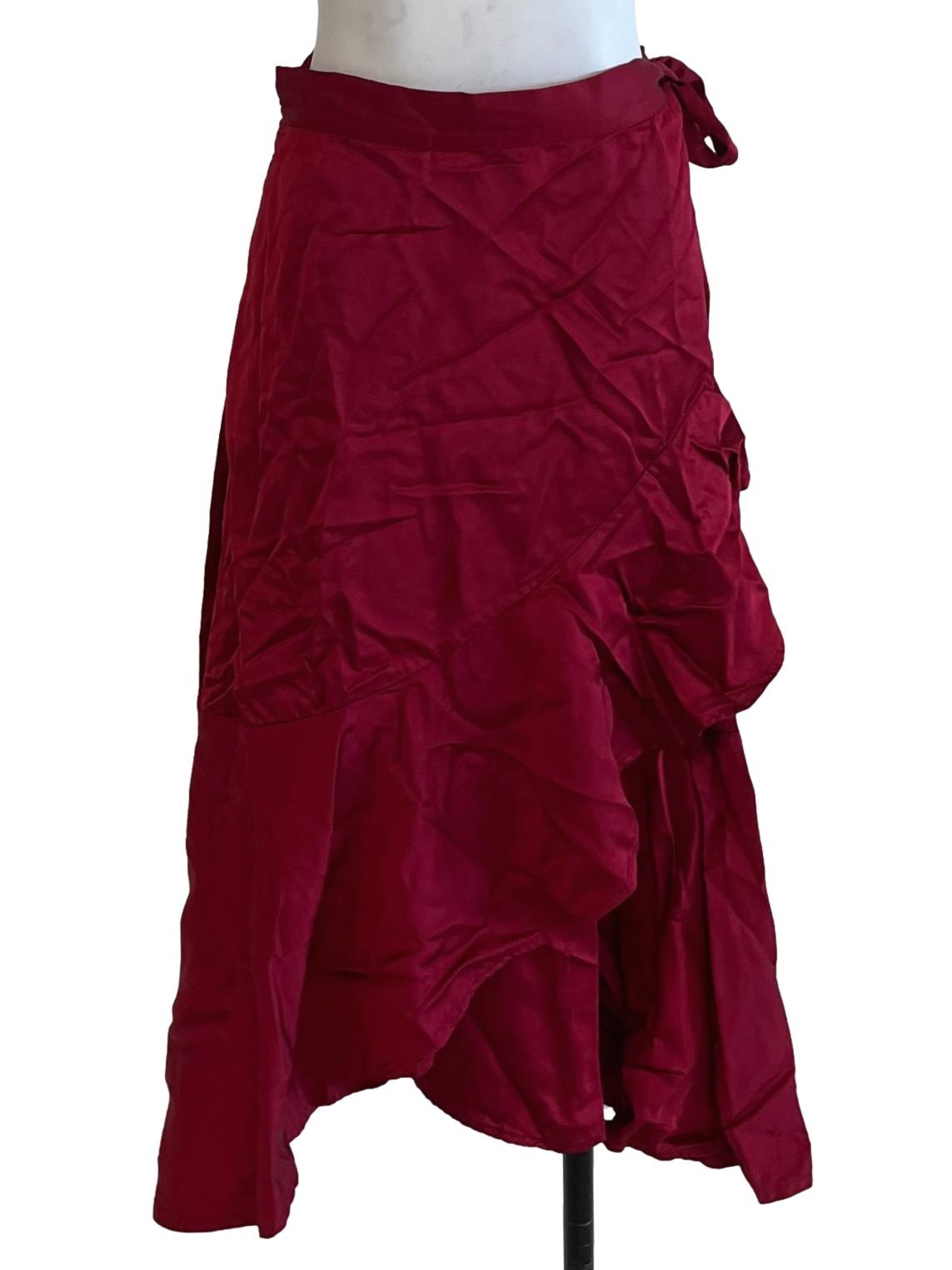 Blood Red Ruffle Wrap Skirt