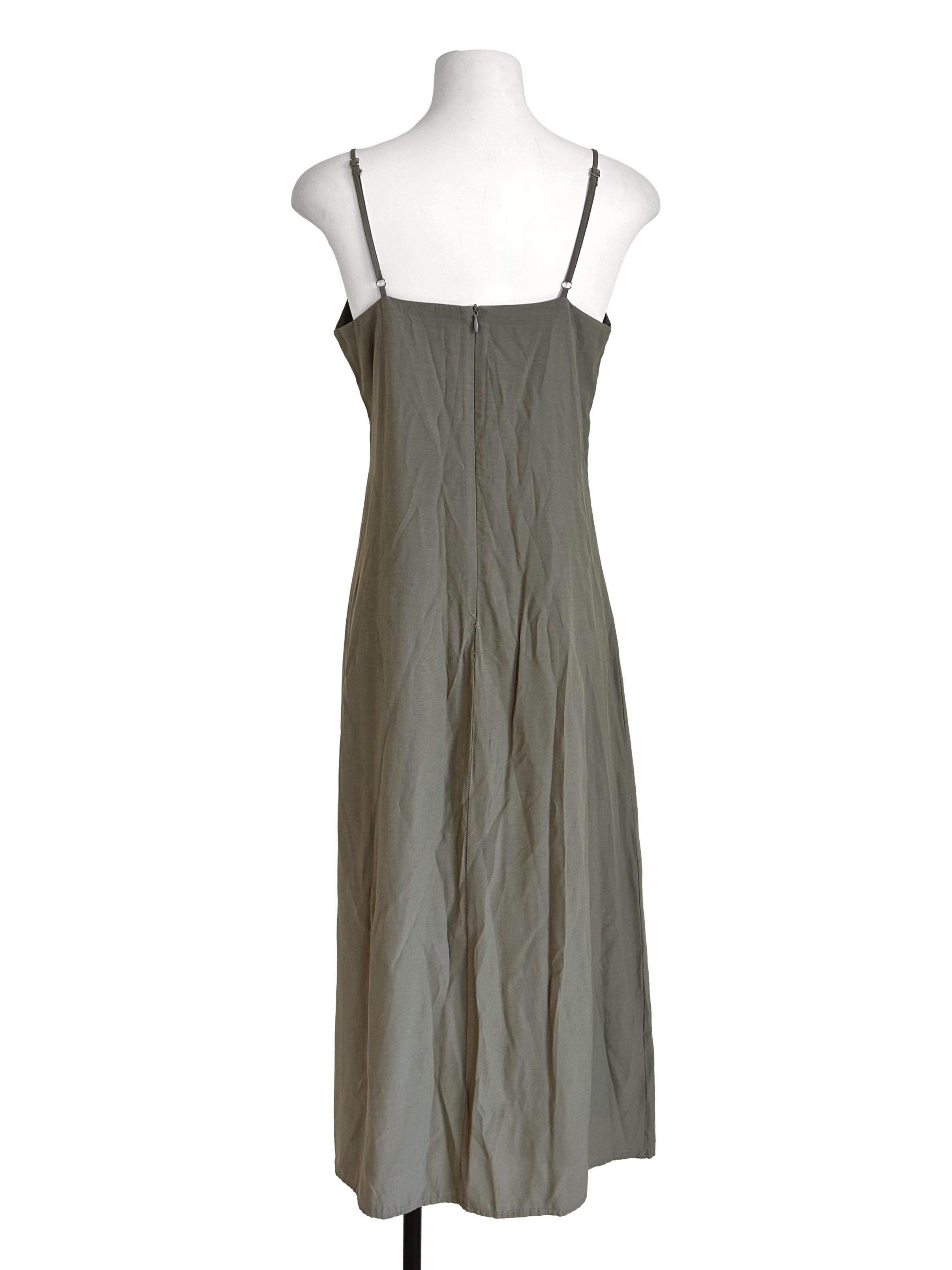 Olive Green V-Neck Spaghetti Strap Dress TEM