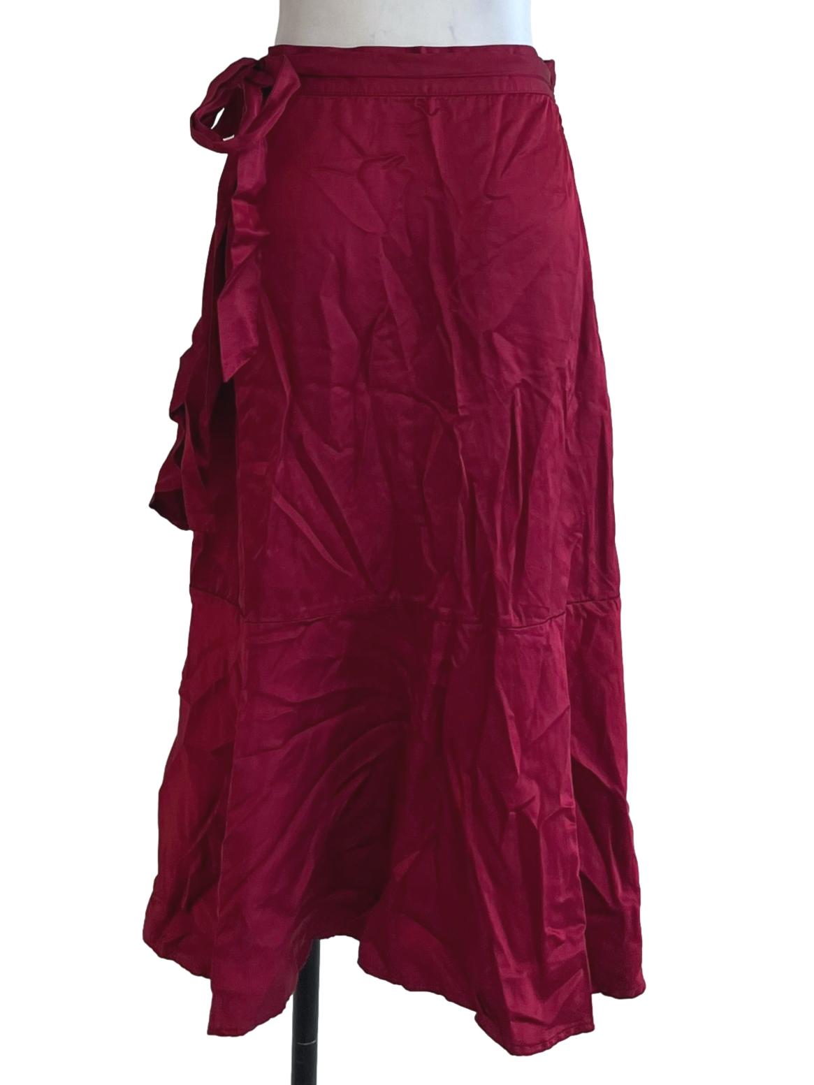 Blood Red Ruffle Wrap Skirt