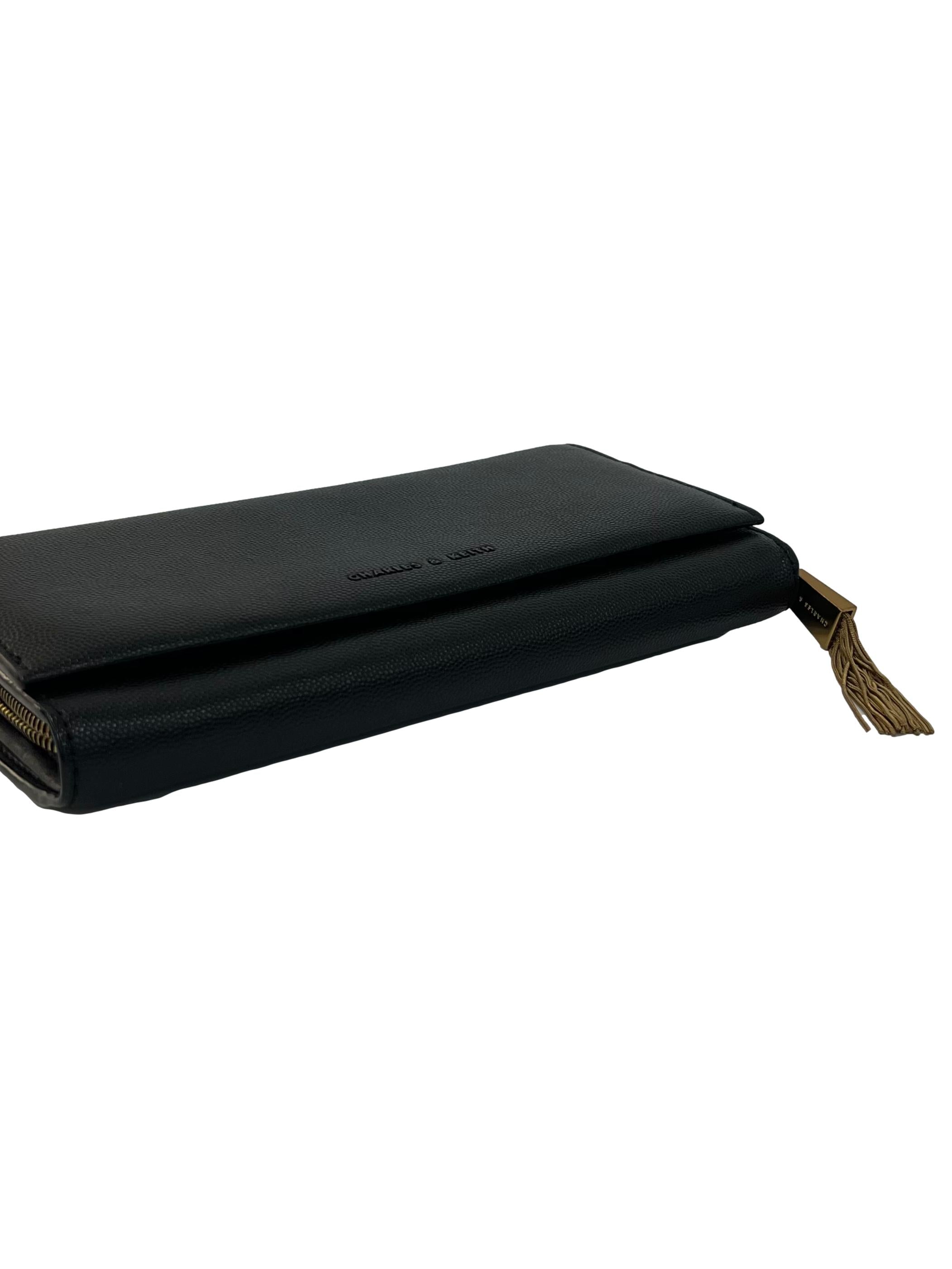 Black Tassel Detail Long Wallet