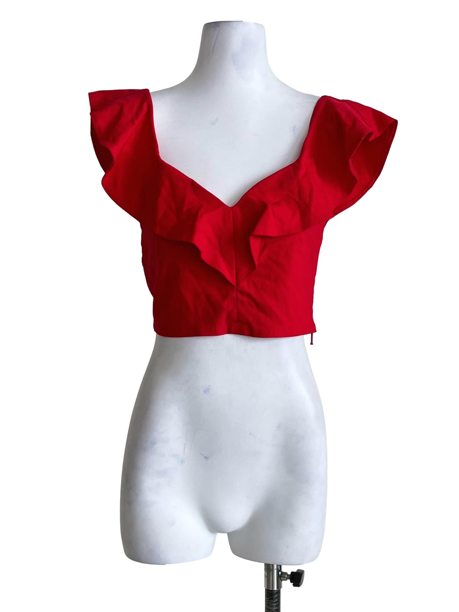 Lipstick Red Sweetheart Sleeveless Top