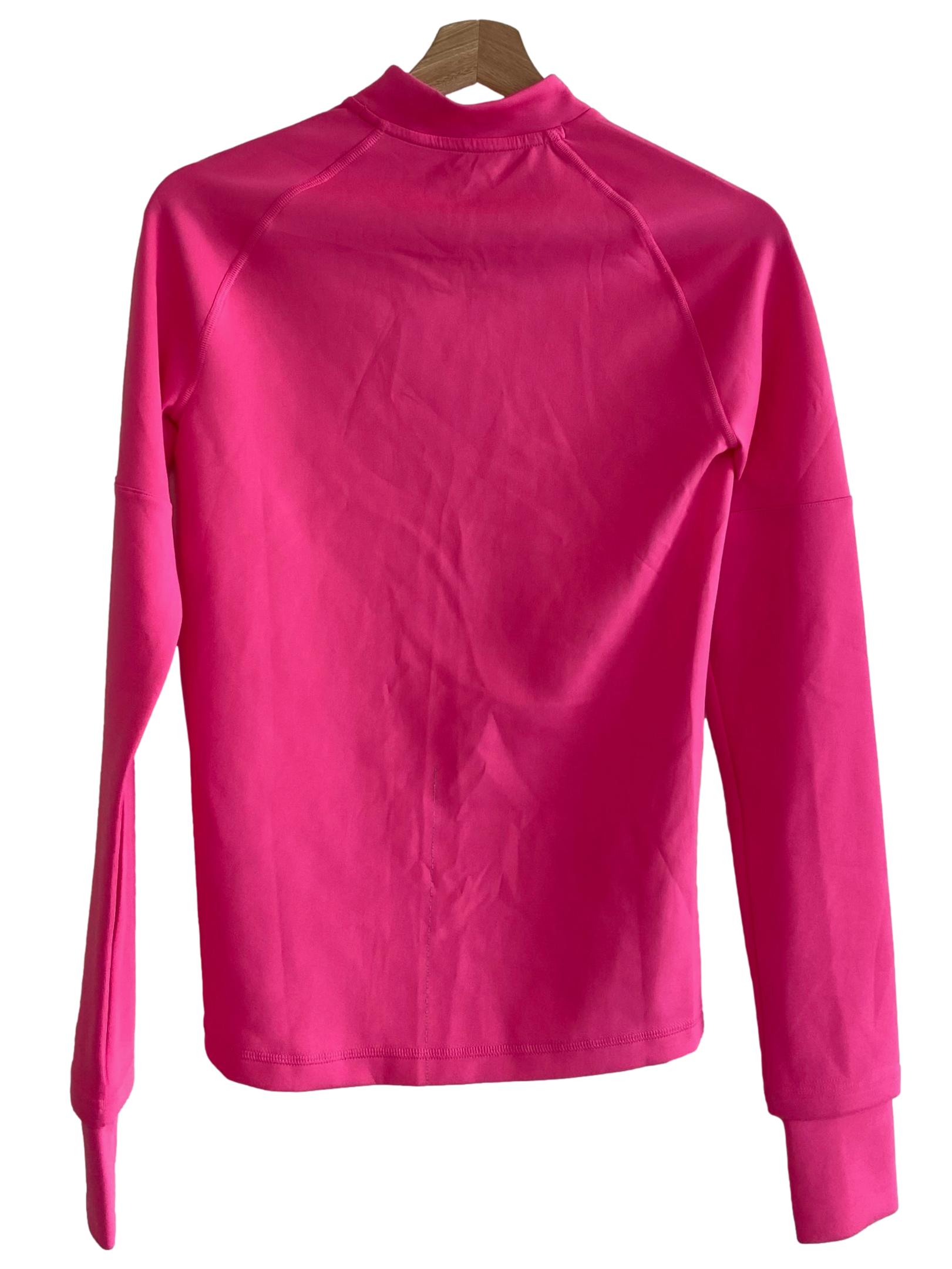 Hot Pink Half Zipper Stripe Top
