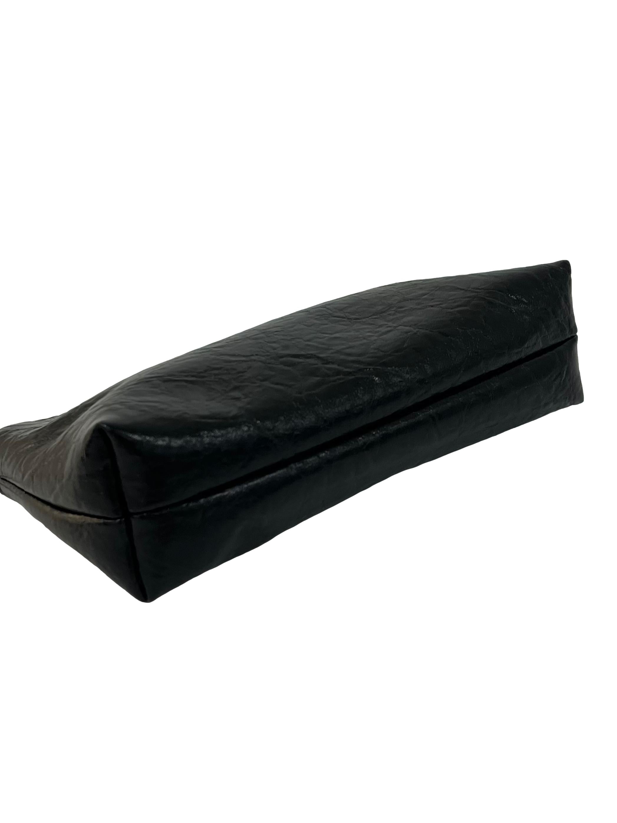 Black Crinkled Leather Pouch