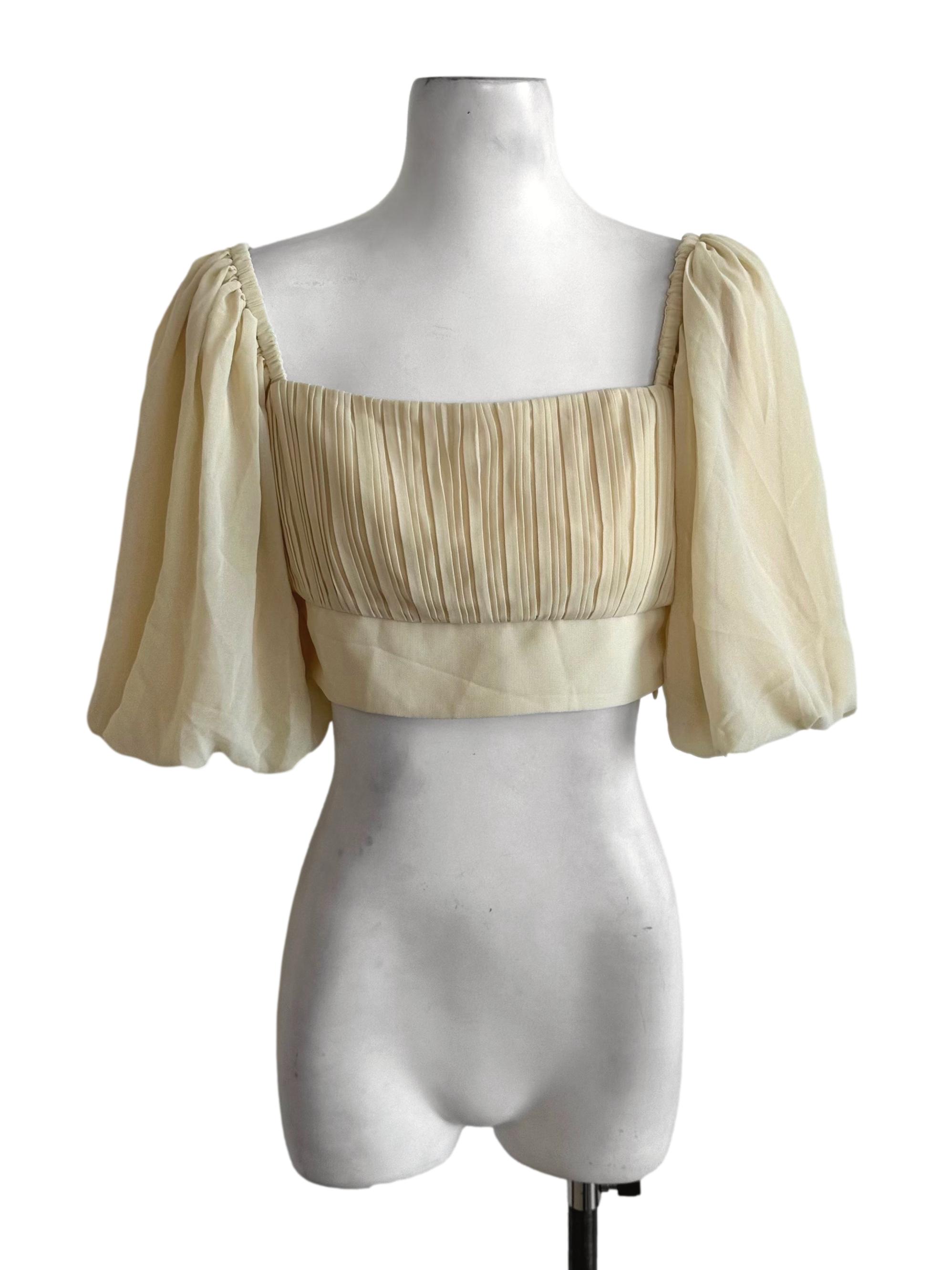 Butter Yellow Pleated Chiffon Top