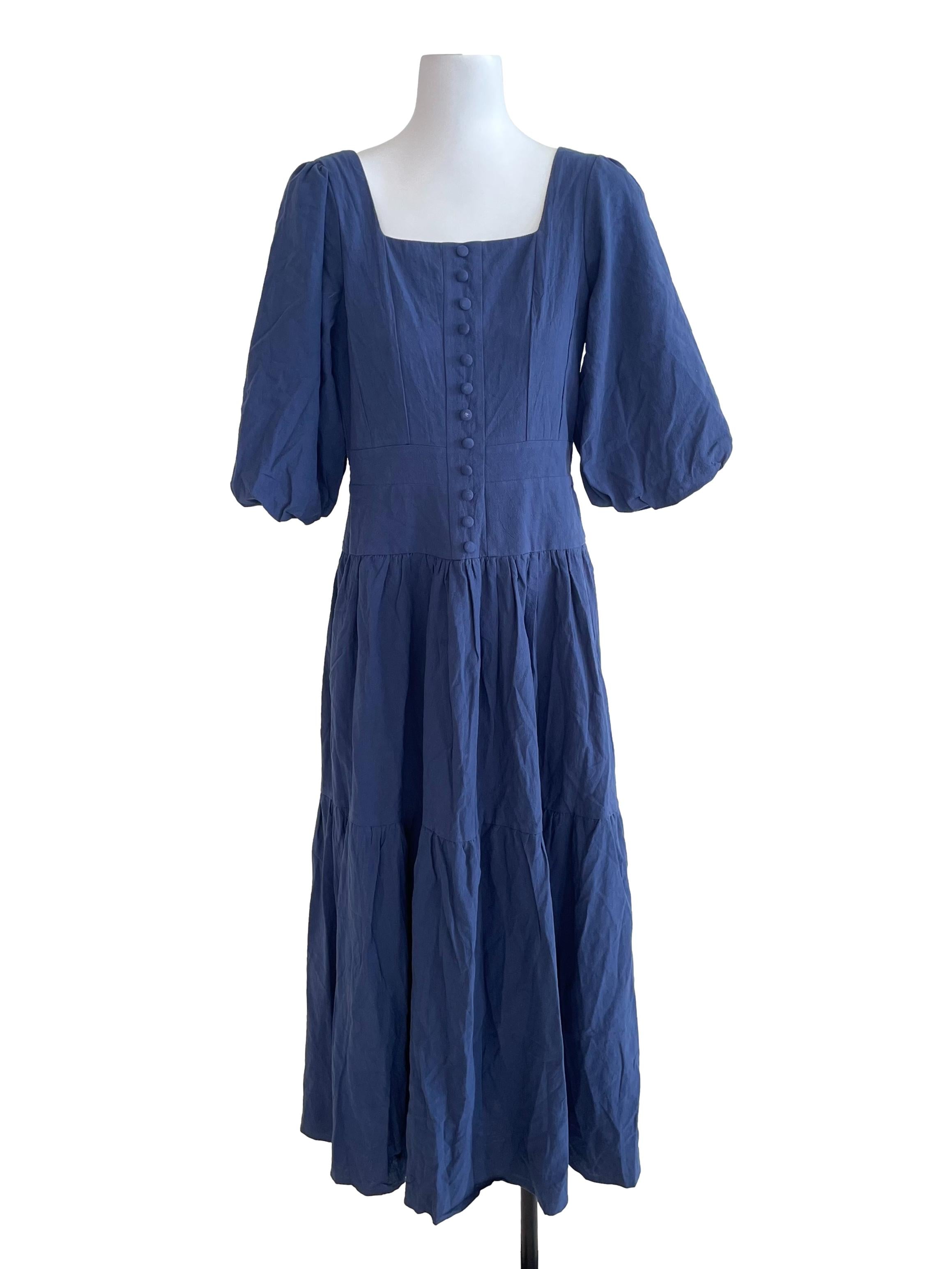 Dark Blue Peasant Dress