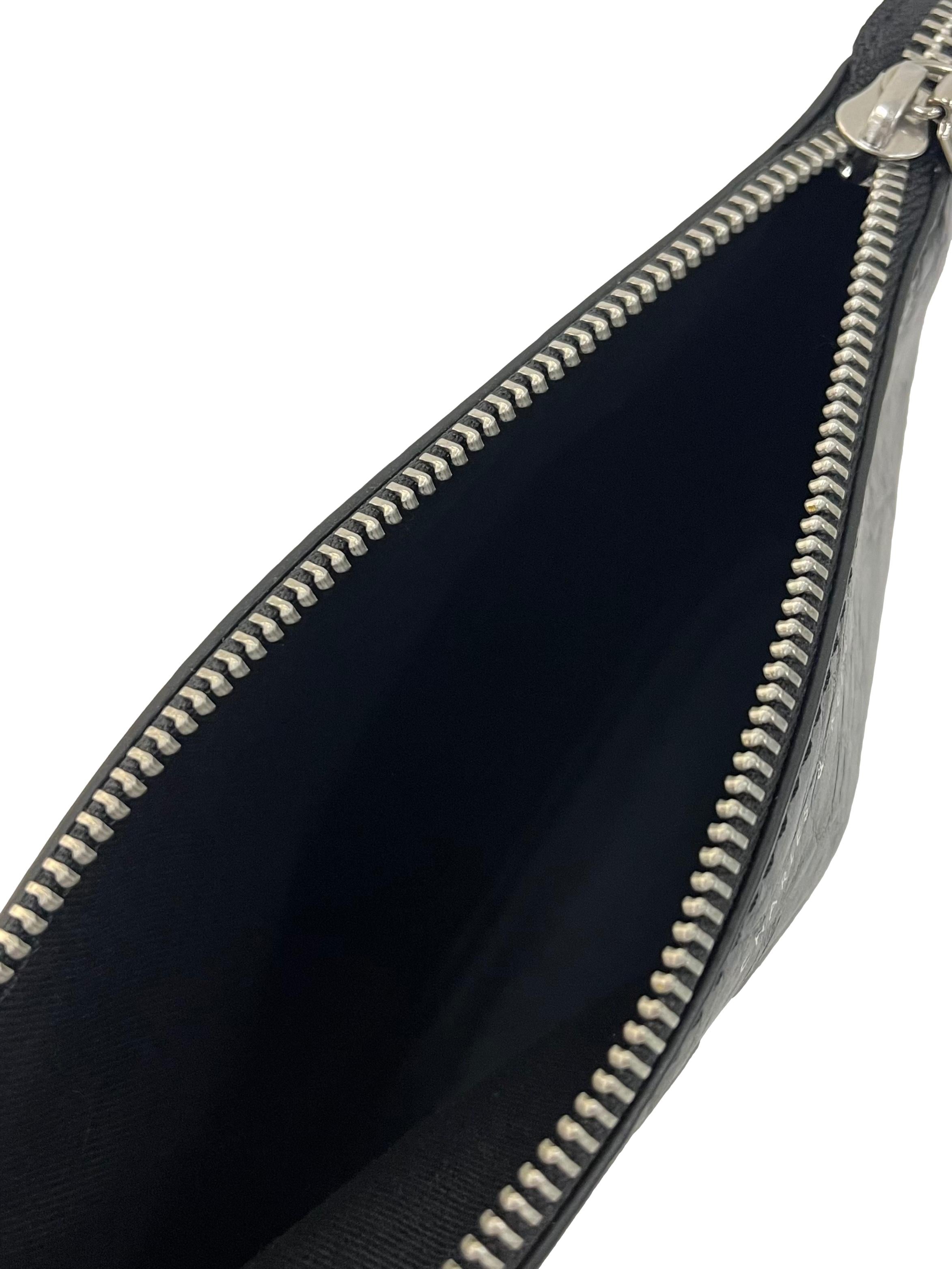 Black Crinkled Leather Pouch