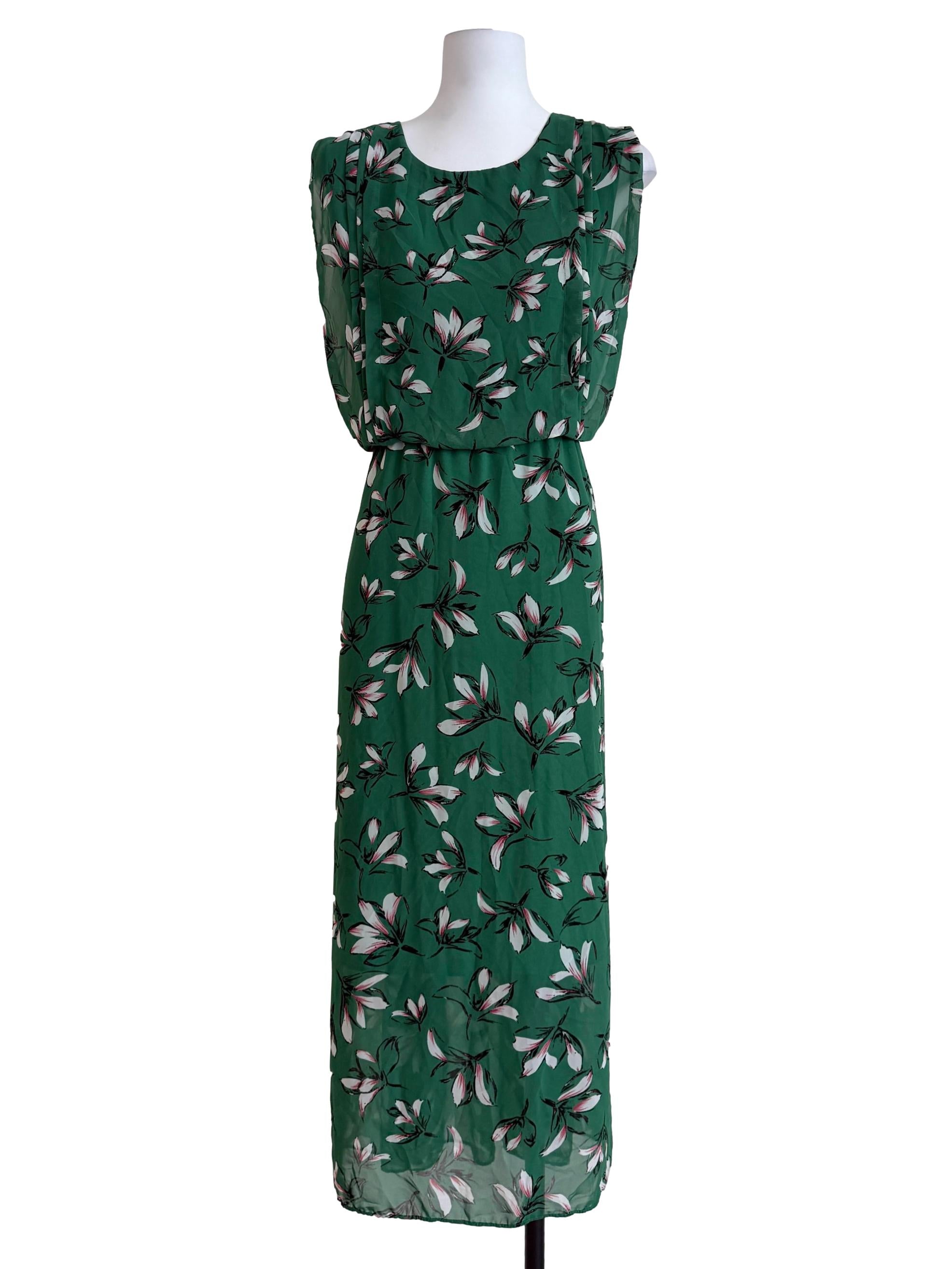 Shamrock Green Flower Printed Dress