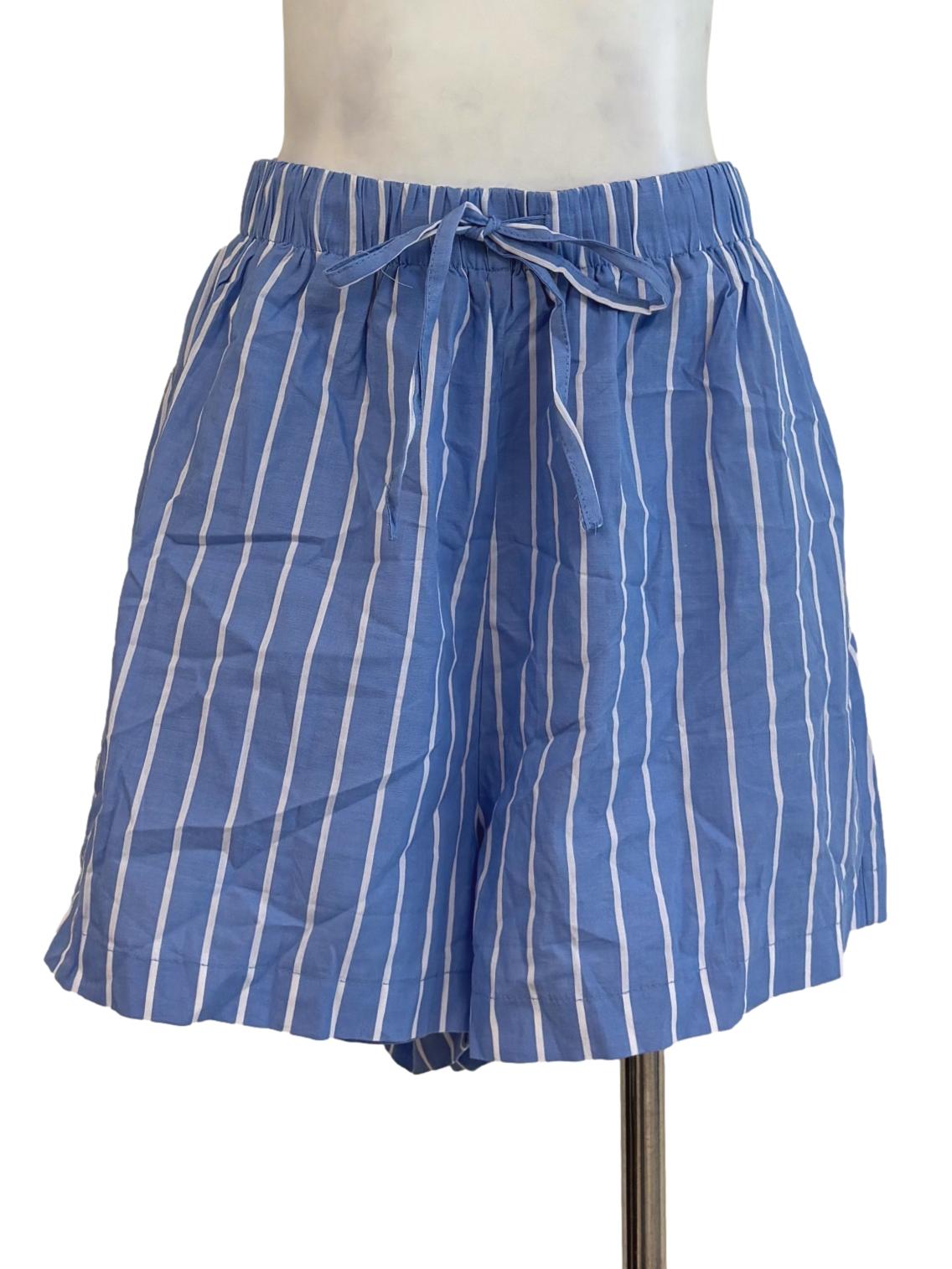 Carolina Blue Striped Cotton Shorts