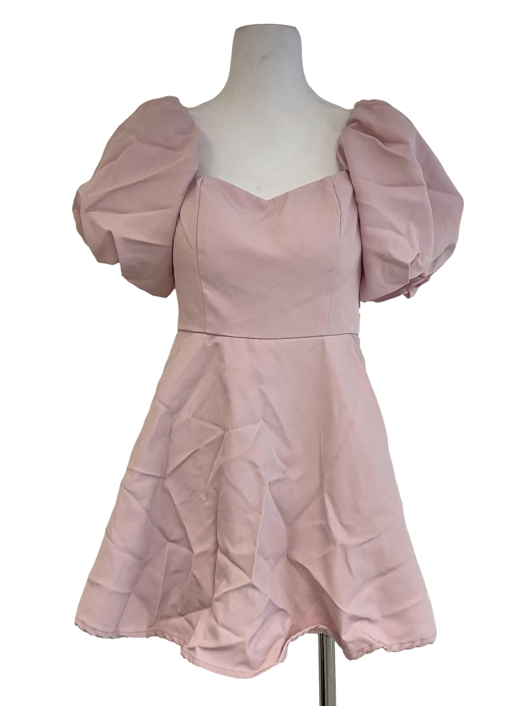Pastel Pink Puff Sleeves Sweetheart Romper