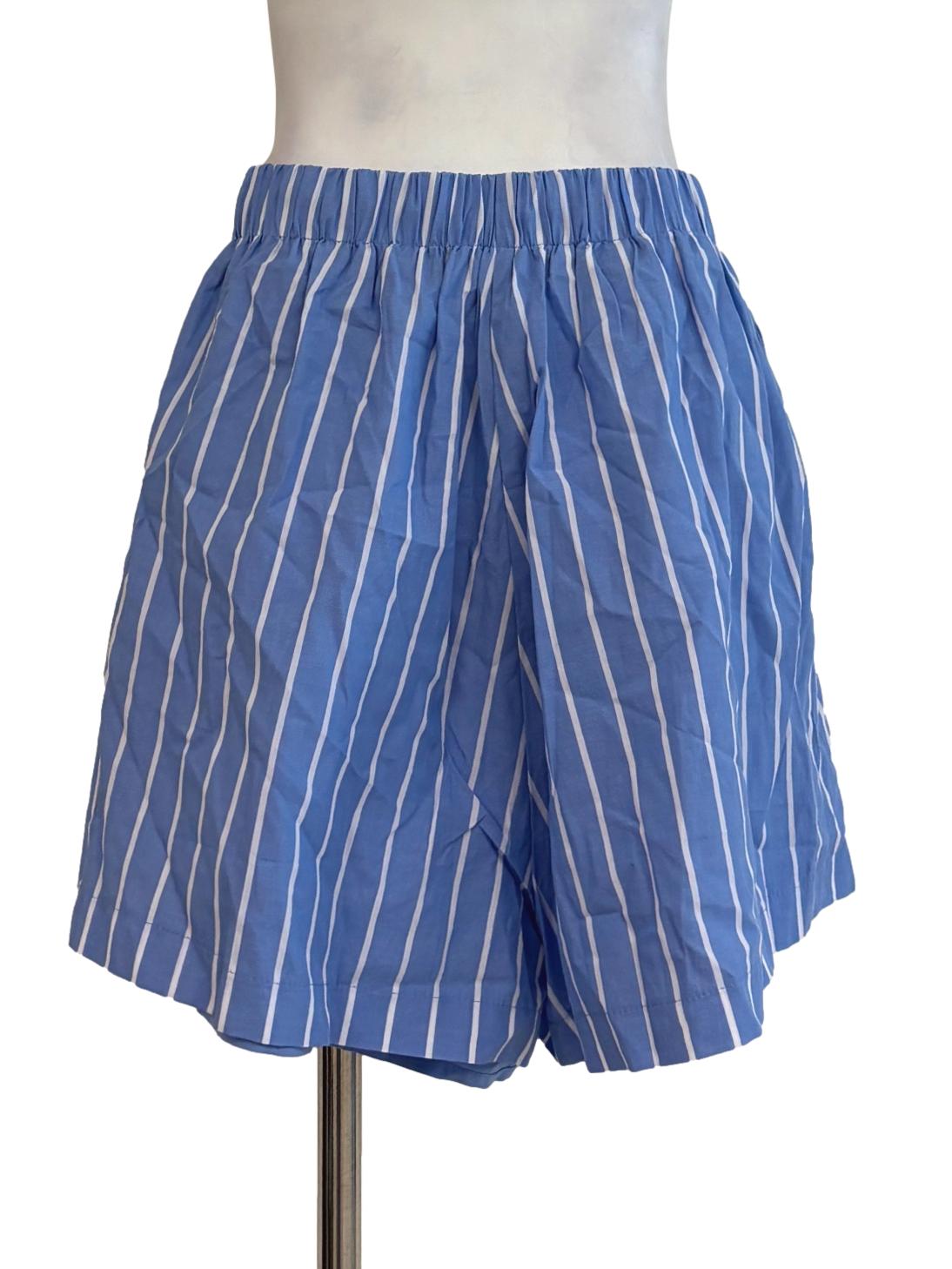 Carolina Blue Striped Cotton Shorts