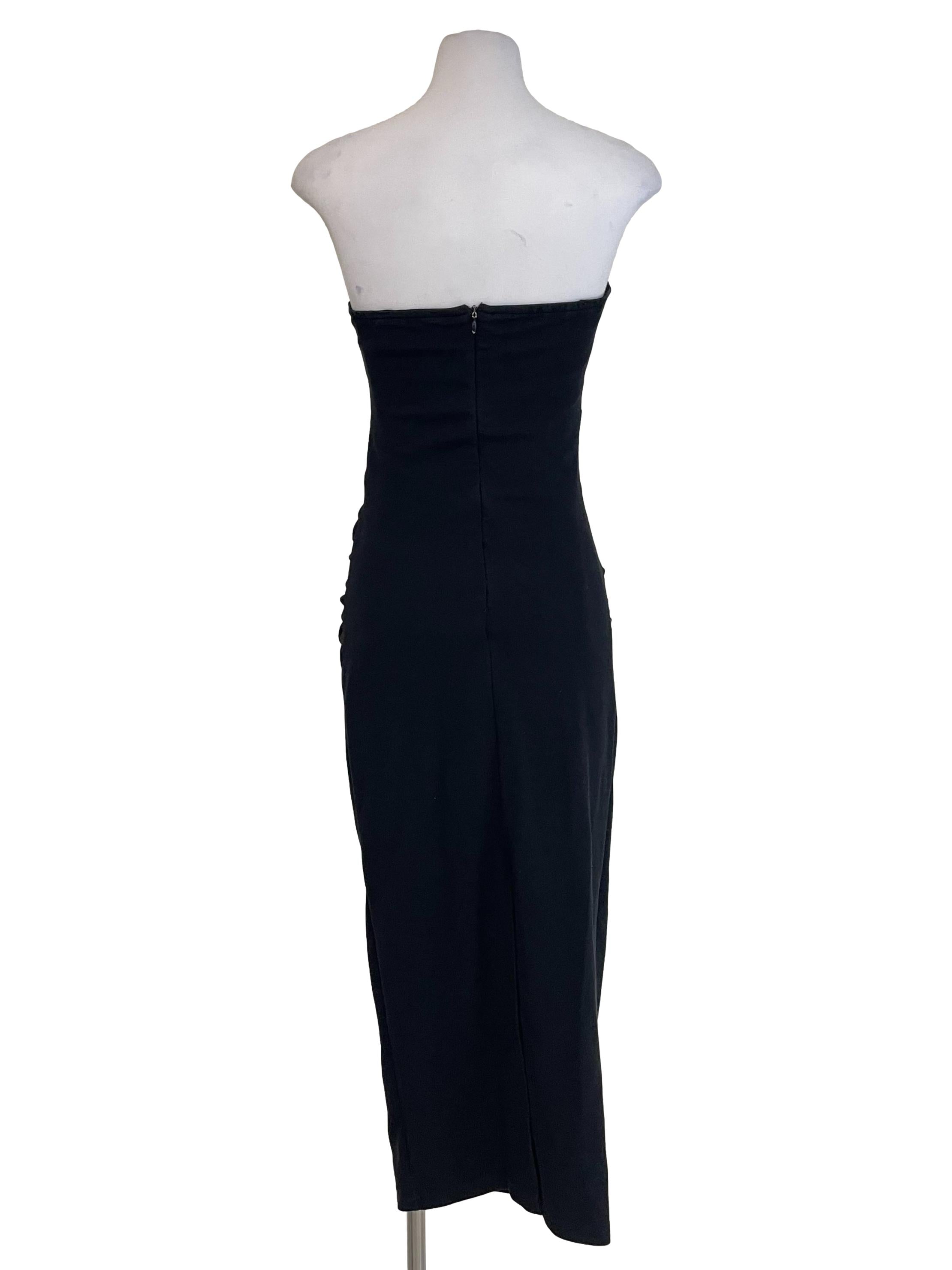Black Draped Strapless Dress
