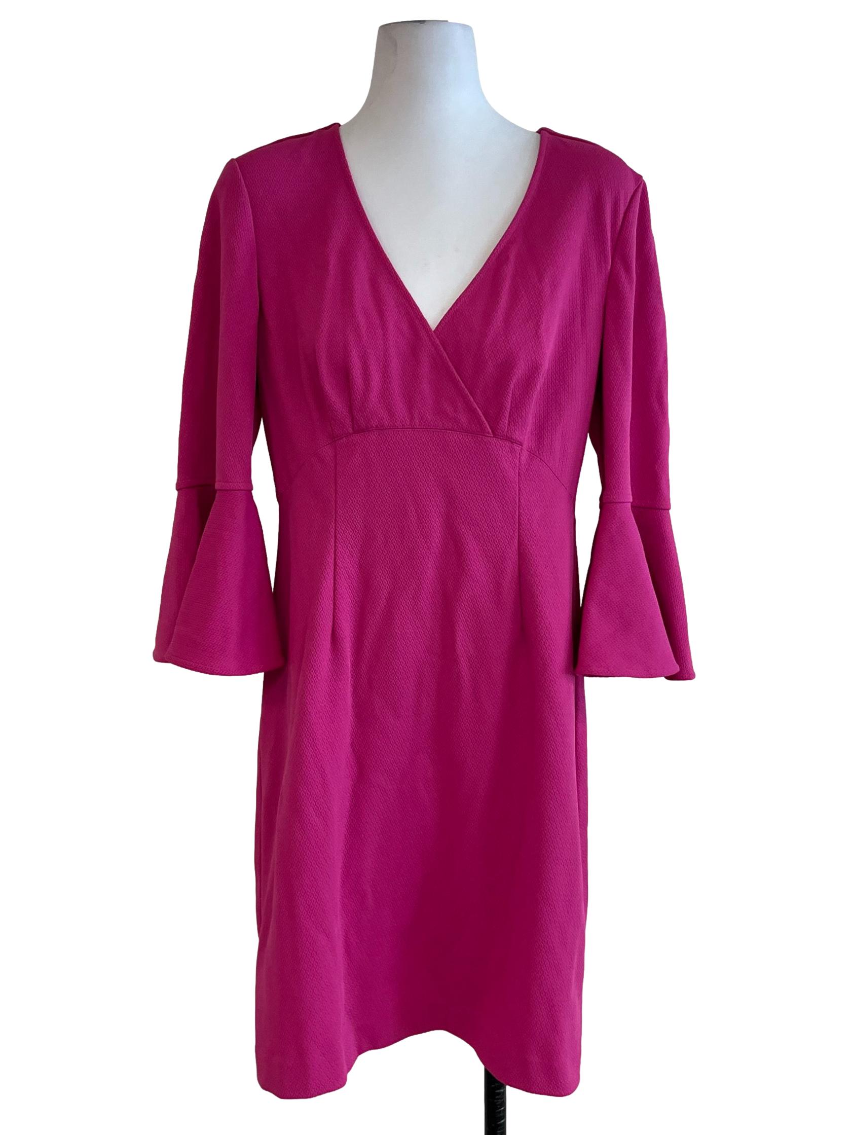 Fuscia V-Neckline Empire Dress