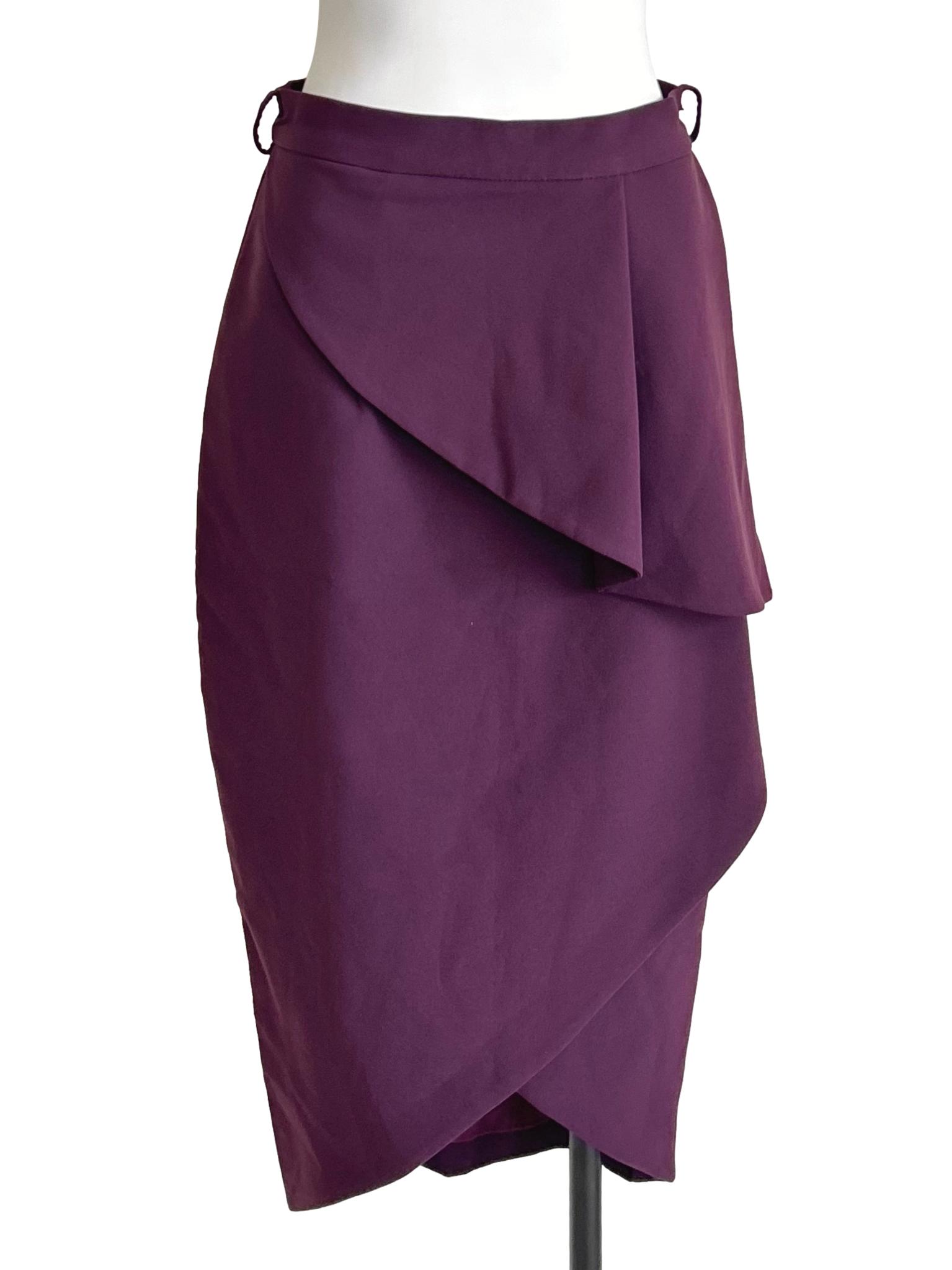 Plum Purple Asymmetric Layered Pencil Skirt