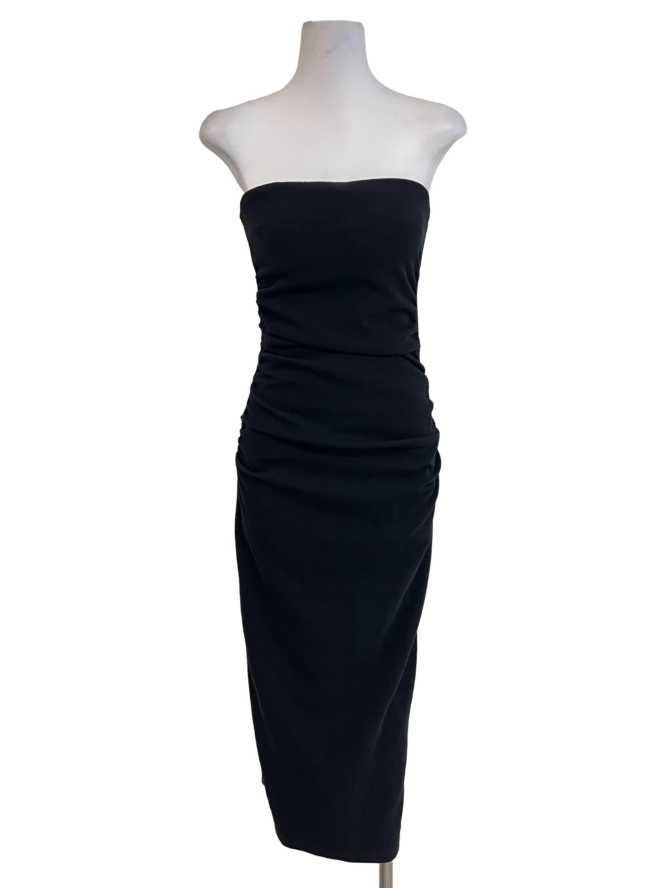 Black Draped Strapless Dress