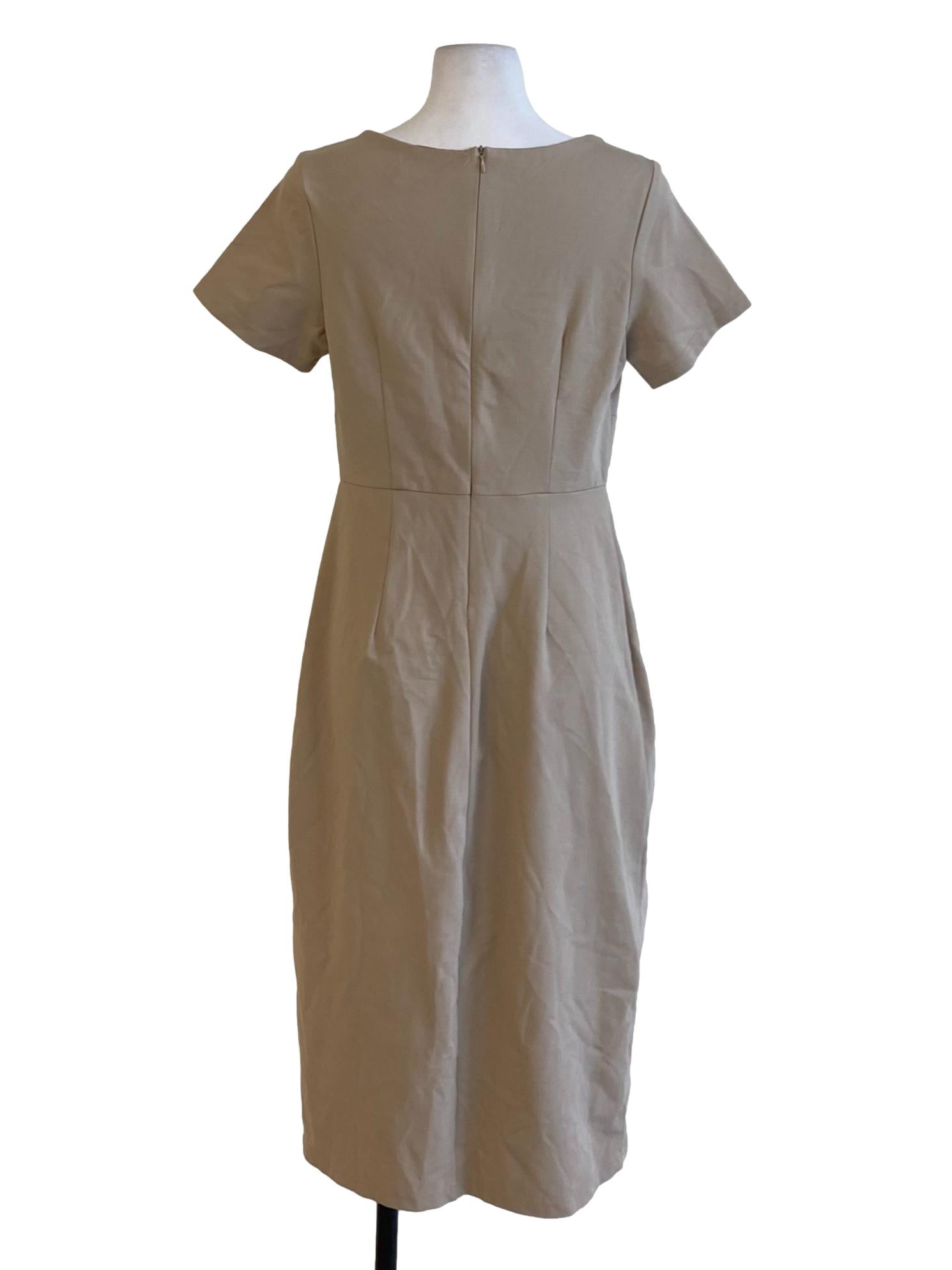 Light Cedar Brown Square Neck Sheath Shirt Dress