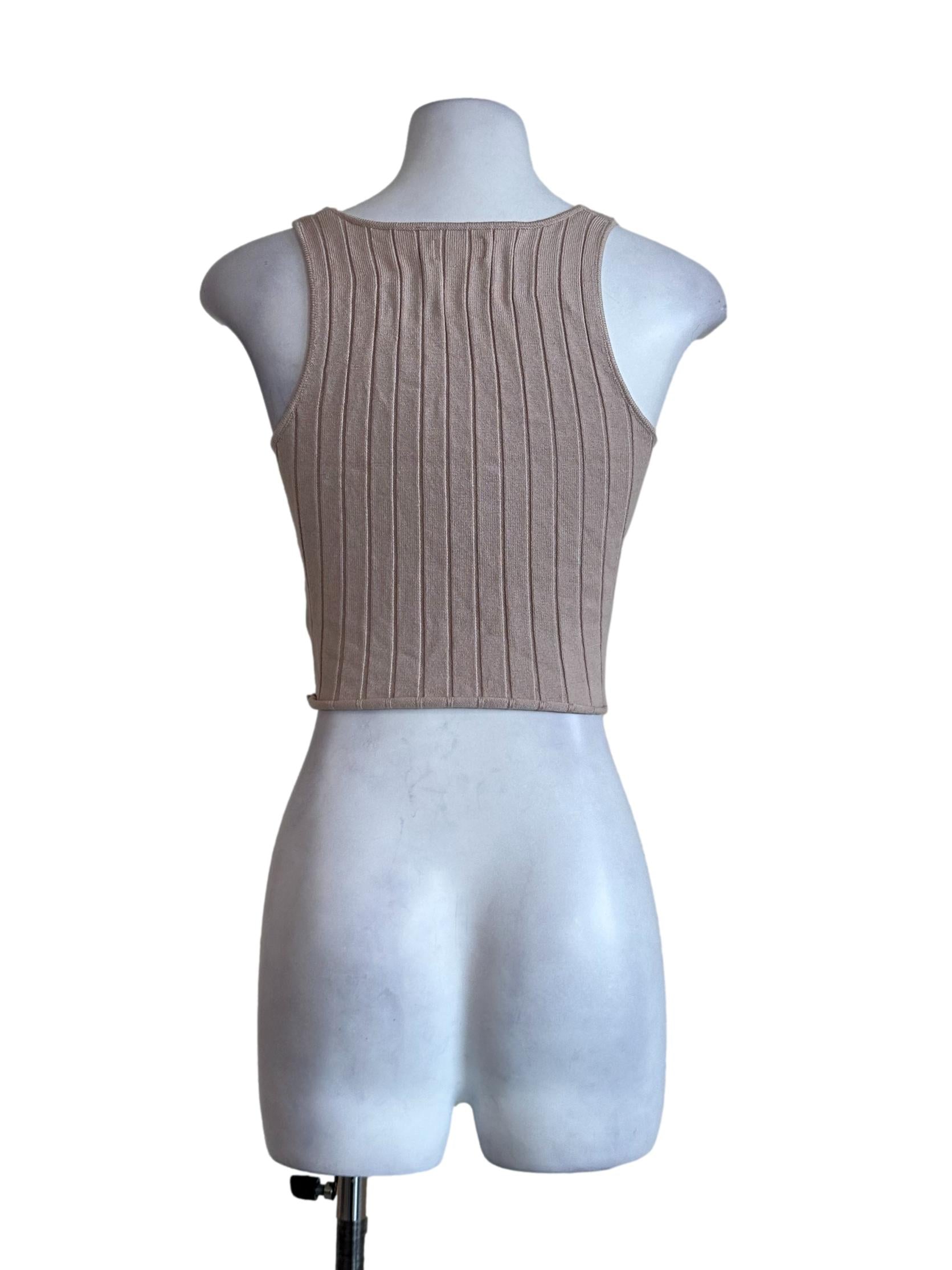 Beige Pinstripe Crop Top