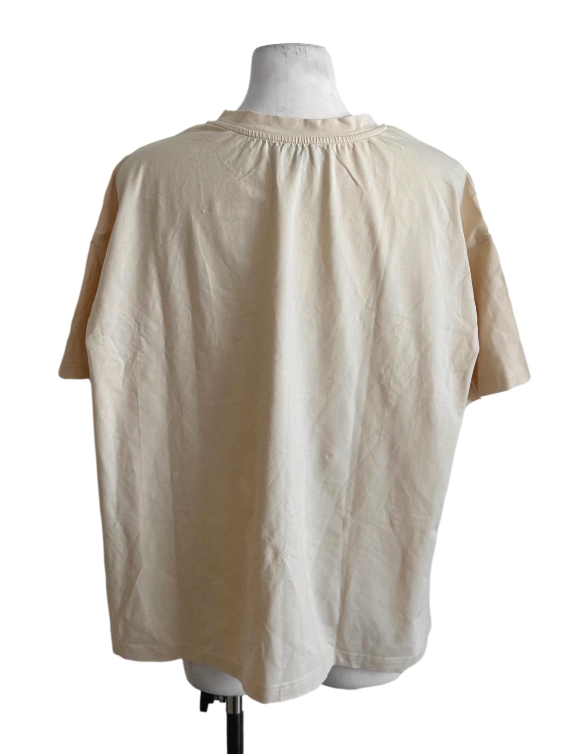 Light Beige Round Neck Tee Top