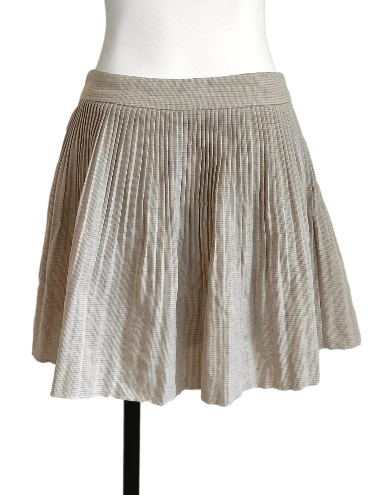 Beige Pleated Mini Skirt