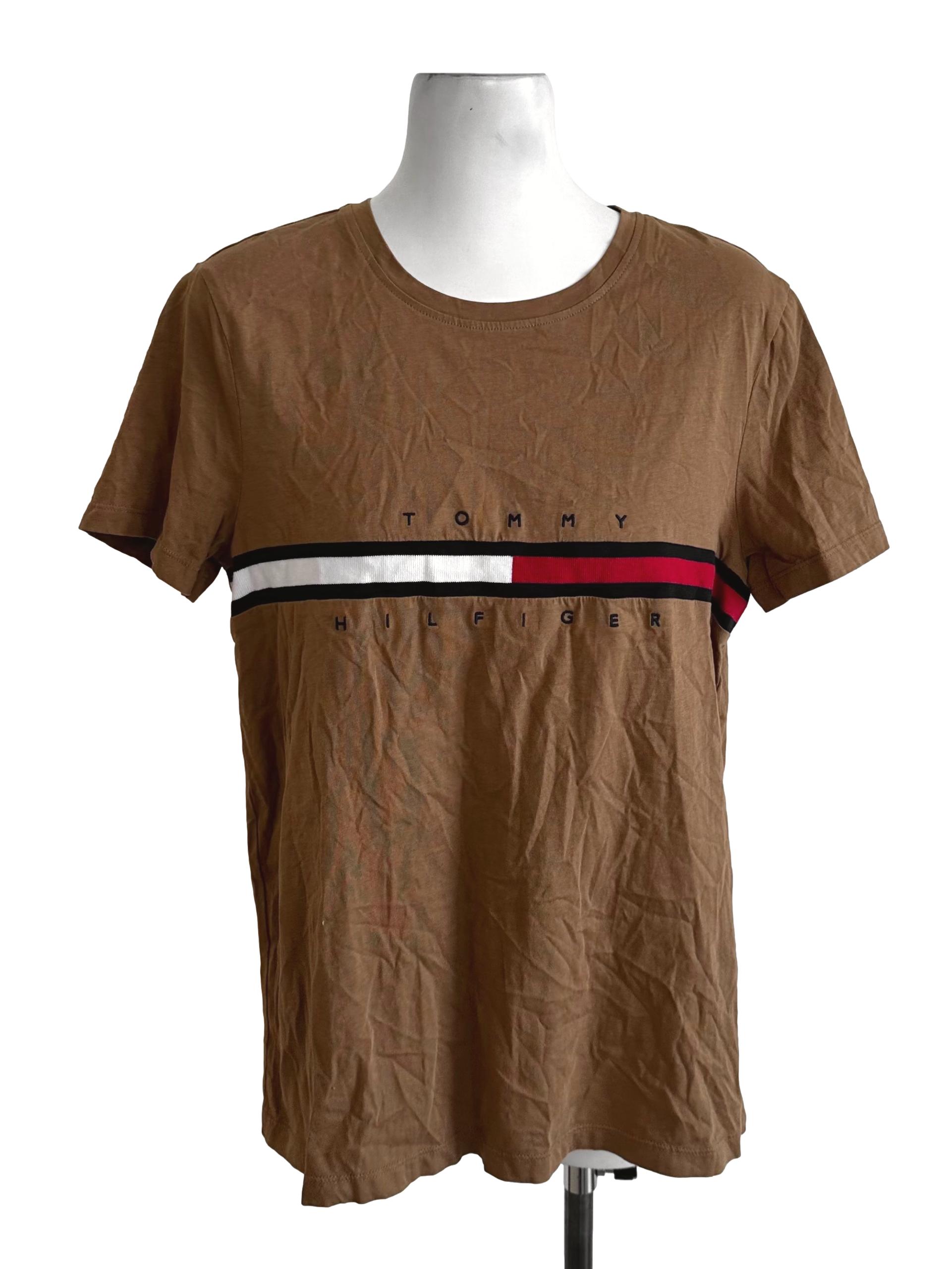 Chocolate Brown Round Neck Graphic Tee Top