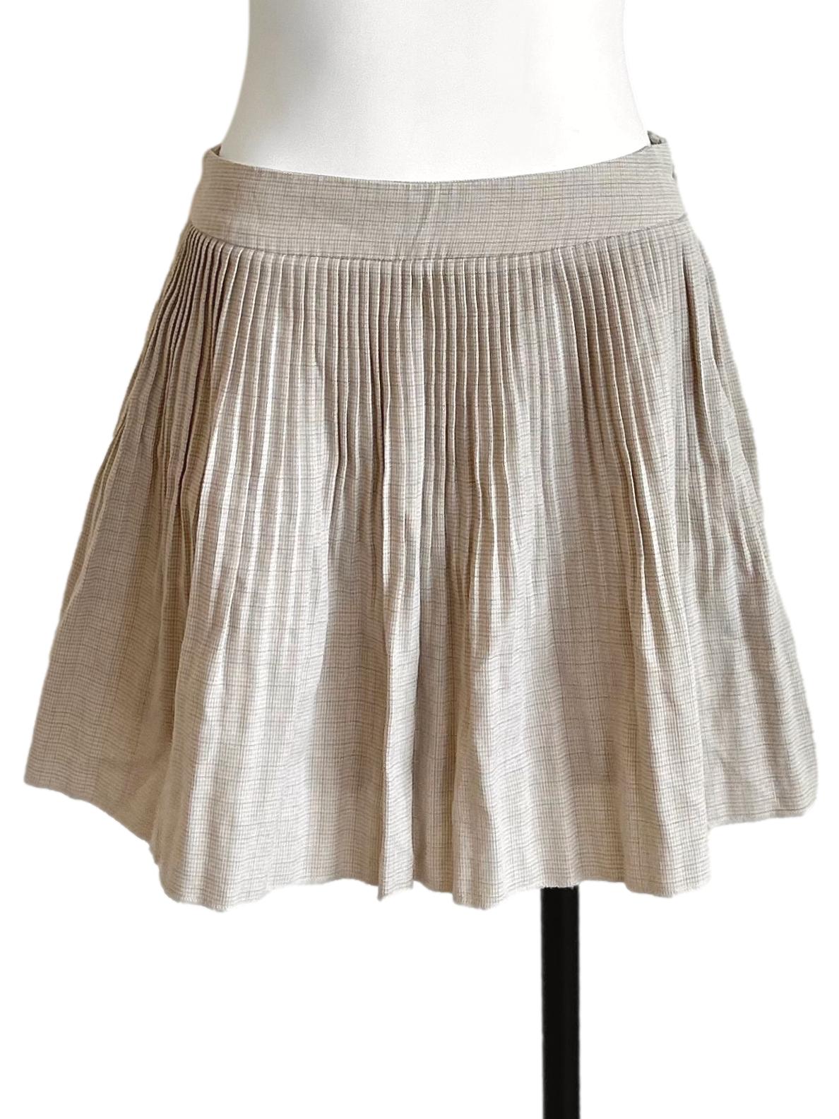 Beige Pleated Mini Skirt