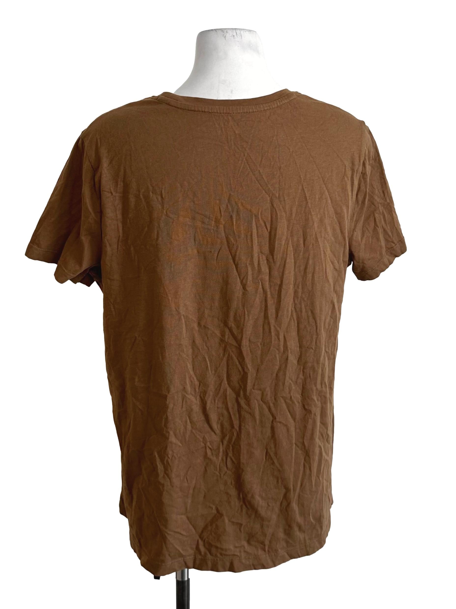 Chocolate Brown Round Neck Graphic Tee Top