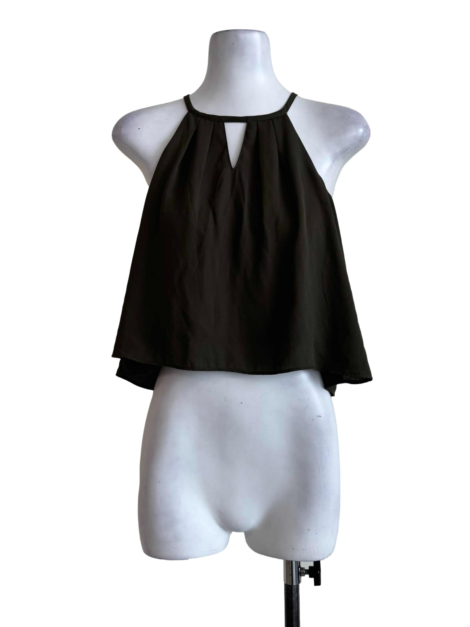 Army Green Front Keyhole Sleeveless  Top