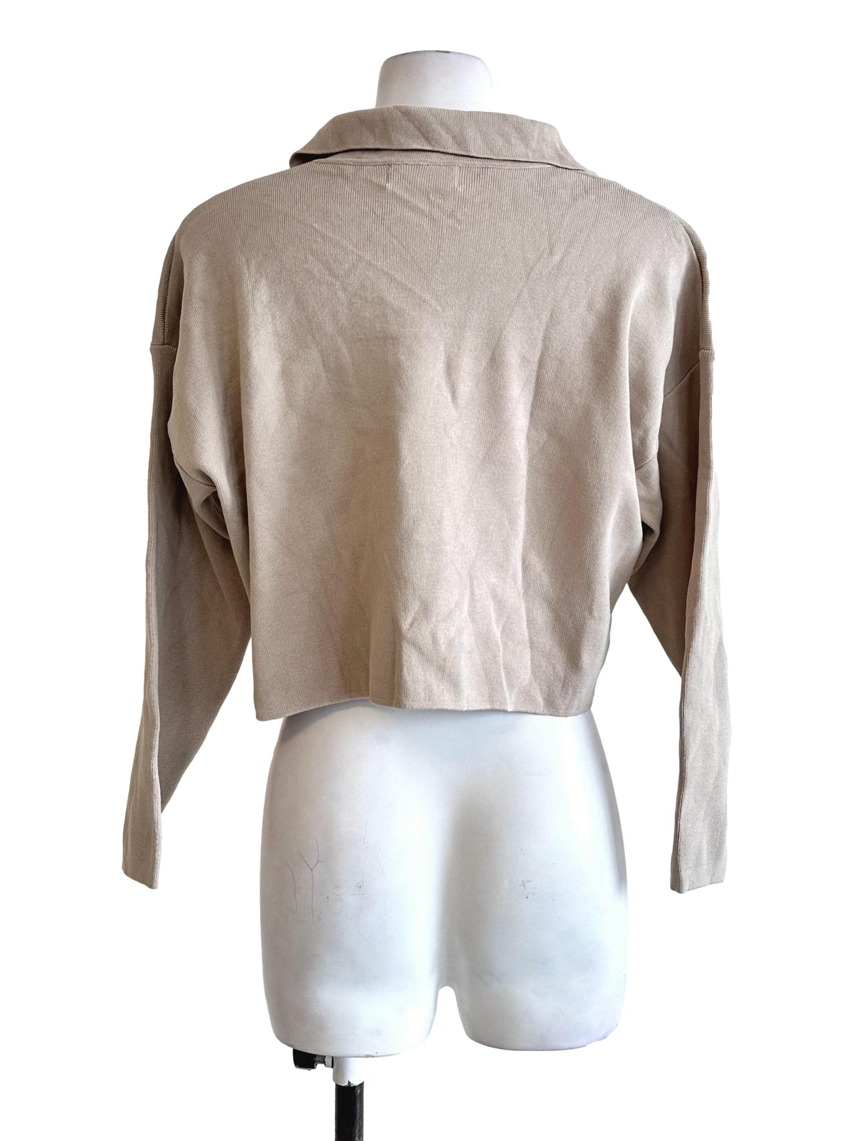 Sandcastle Beige Collar Top