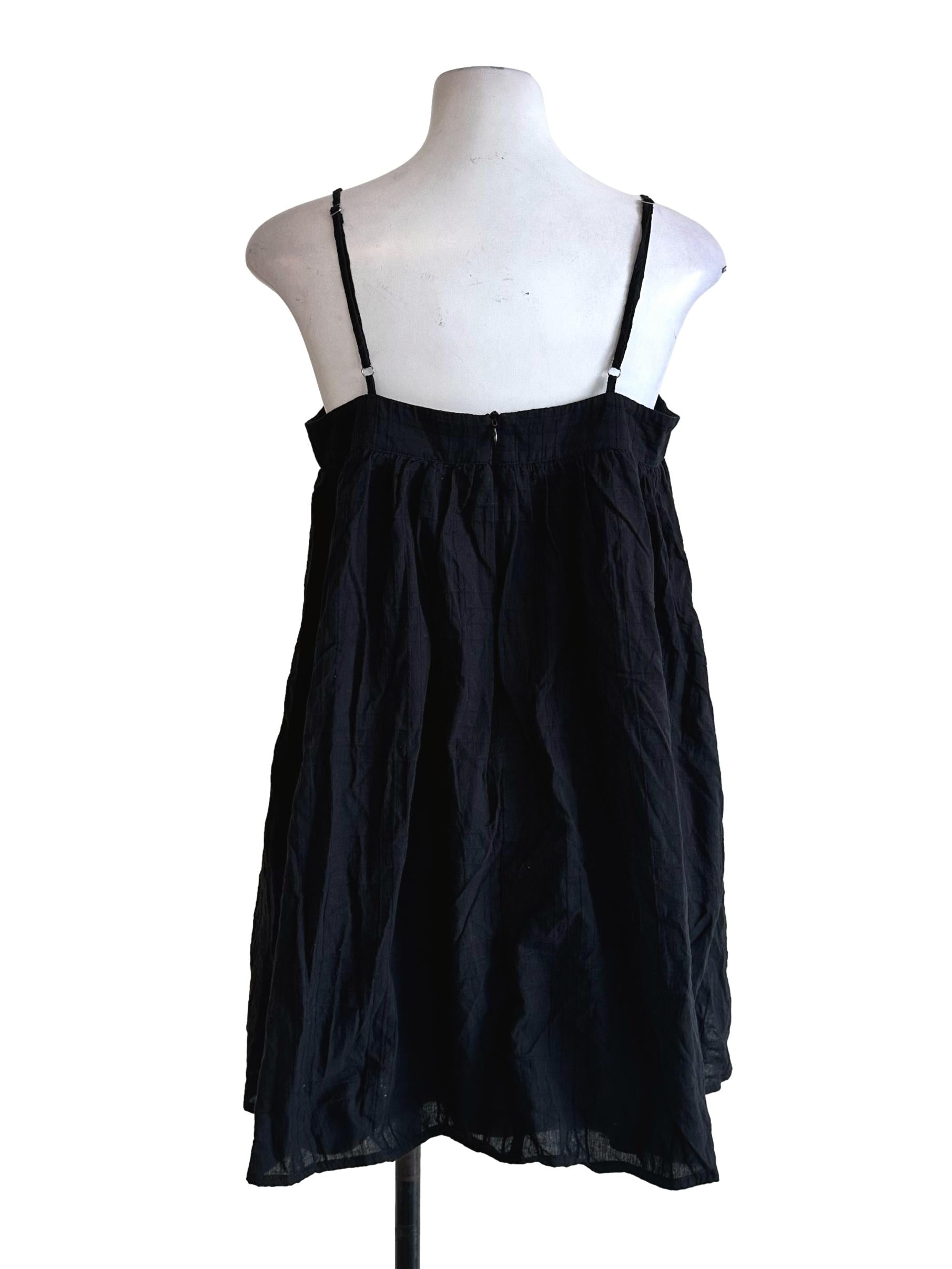 Black Textured Sleeveless Mini Dress